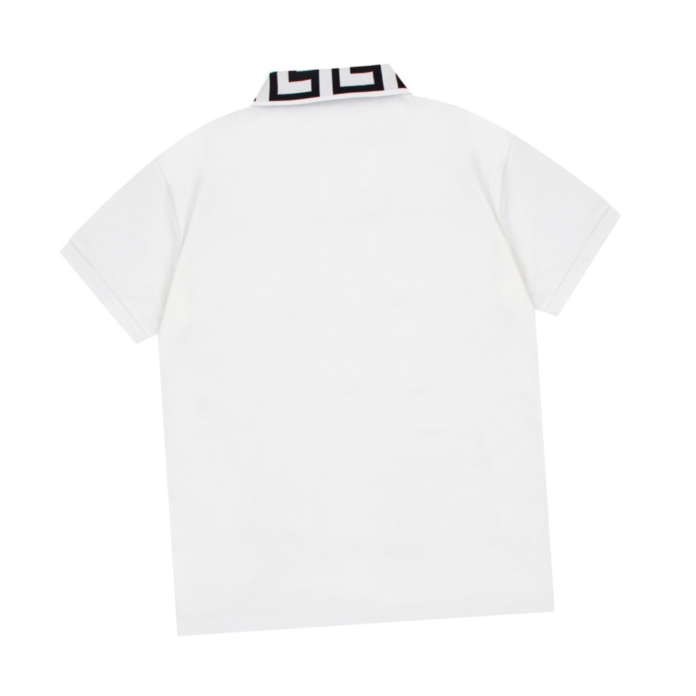 范思哲VERSACE 夏季新款 金色老人头刺绣翻领短袖polo衫 黑色/白色