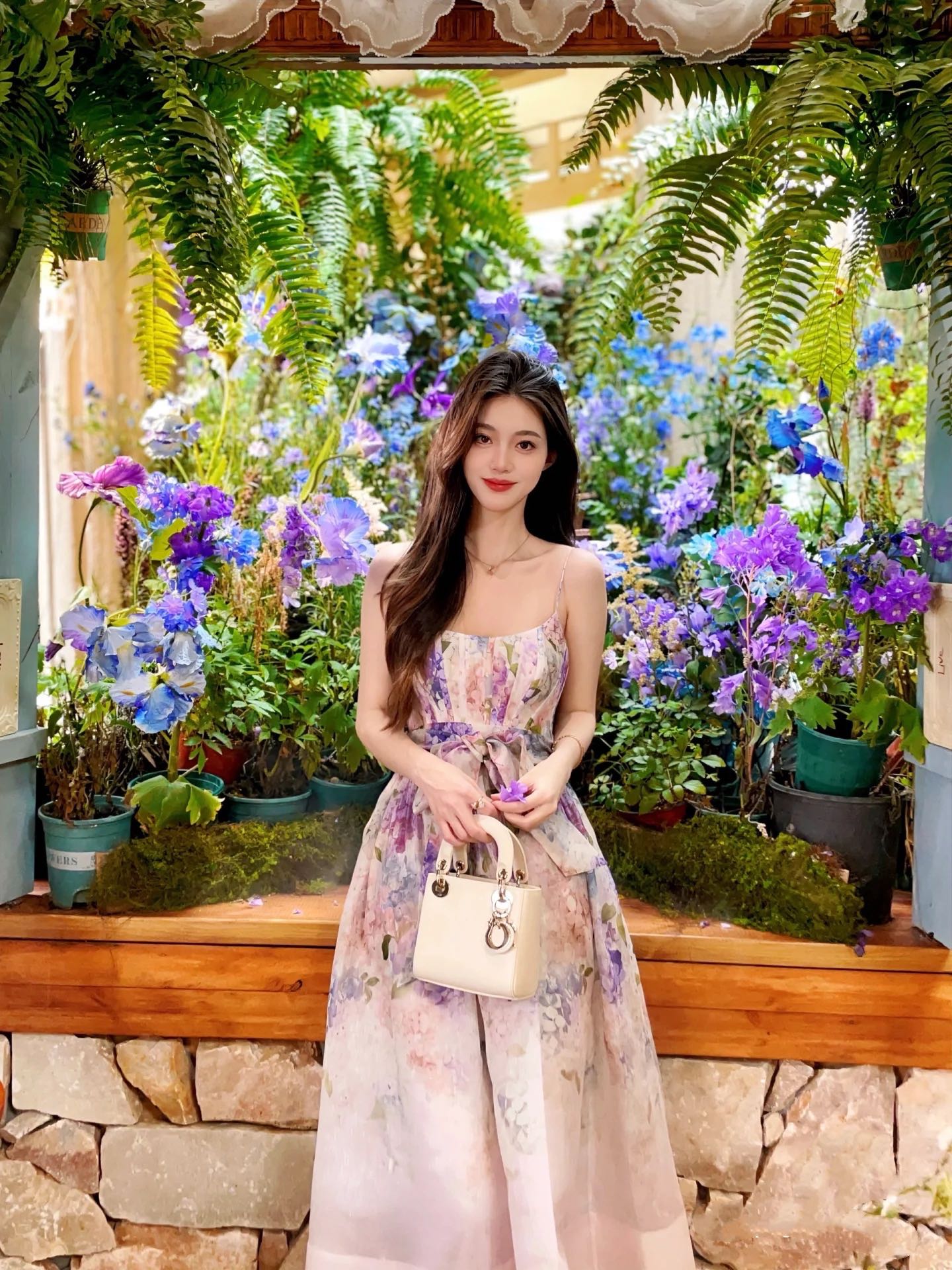 NO:323419,Model number G25030714 ZIMMERMA*N high-end custom-made quality, purple and blue floral print waist-hugging large skirt with long suspender dress with belt!  1.2.3.4/SMLXL (2 size bust 86 rear elasticity, waist 78, skirt length 115 without shoulder straps) hair, skirts, alexander wang19860909款号G25030714 ZIMMERMA*N兹默曼澳洲品牌高端定制品质、满身紫蓝色花卉印花收腰大裙摆长款吊带连衣裙配有腰带！1.2.3.4/SMLXL（2码胸围86后松紧,腰围78,裙长115不含肩带）发,,skirts,alexander wang,Women's clothing