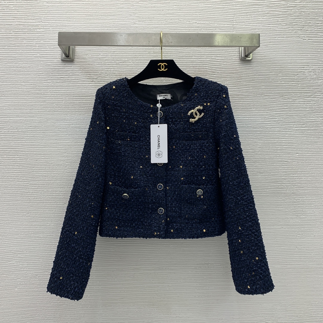 NO:329550,Model number D25031754 CHANE*L new style, temperamental celebrity fashionable sequin knitted tweed short small fragrant jacket   delivery brooch!  Navy blue, (M size bust 94, sleeve length 59, clothing length 48), Chanel, jackets & coats, brooch, breastpin, alexander wang19860909款号D25031754 CHANE*L新款 气质名媛时尚亮片编织粗花呢短款小香风外套 配送胸针！藏蓝色,（M码胸围94,袖长59,衣长48）,,chanel,jackets & coats,brooch，breastpin,alexander wang,Women's clothing