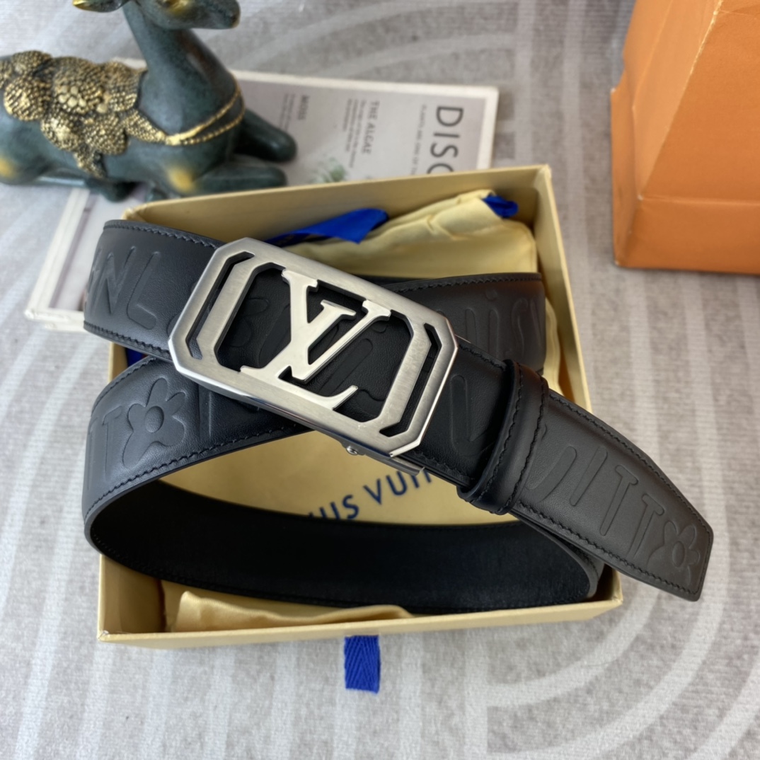 Louis Vuitton LV 特种皮腰带自动带系列 ， 五金精品不锈钢扣，手感柔软舒适 宽3.5CM
