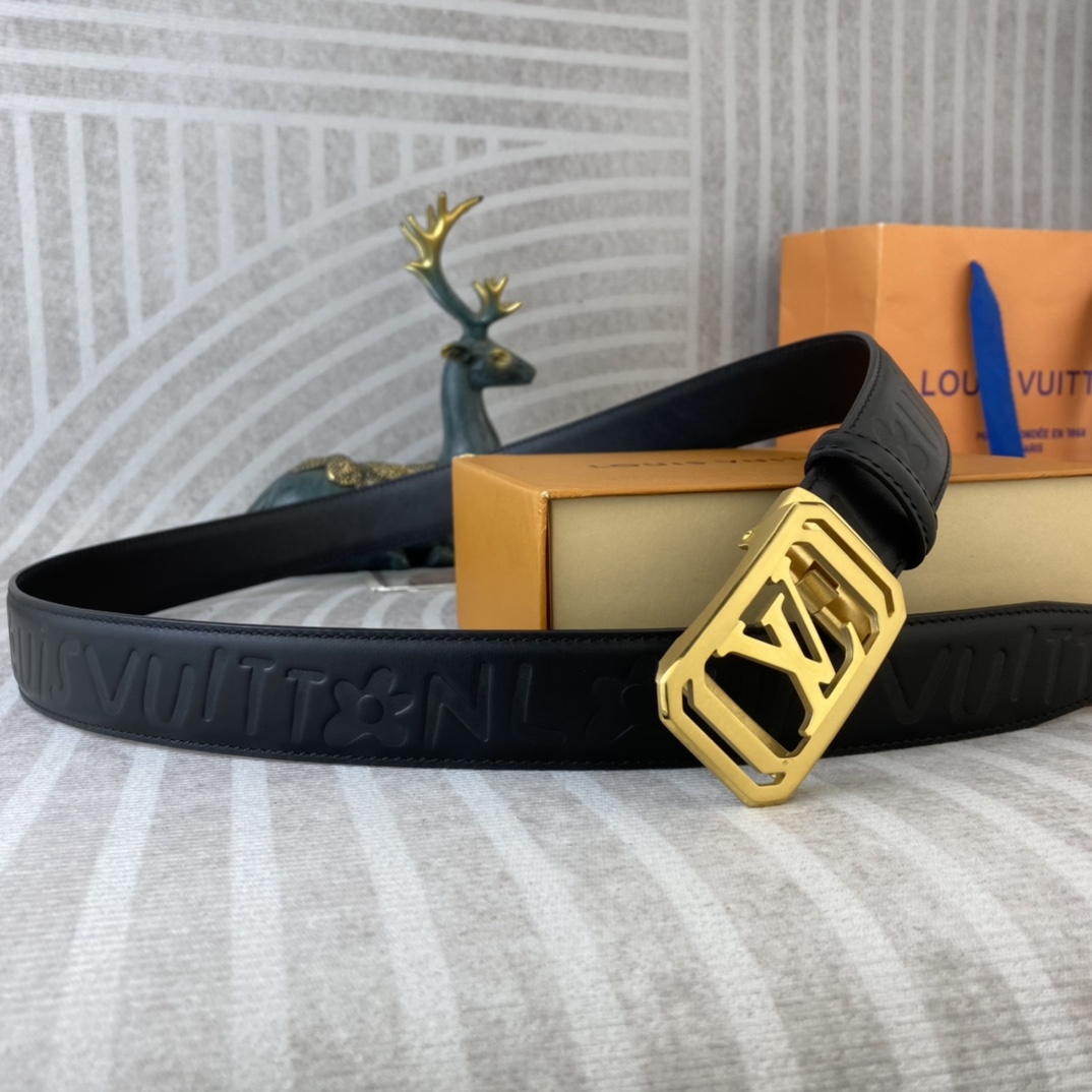 Louis Vuitton LV 特种皮腰带自动带系列 ， 五金精品不锈钢扣，手感柔软舒适 宽3.5CM