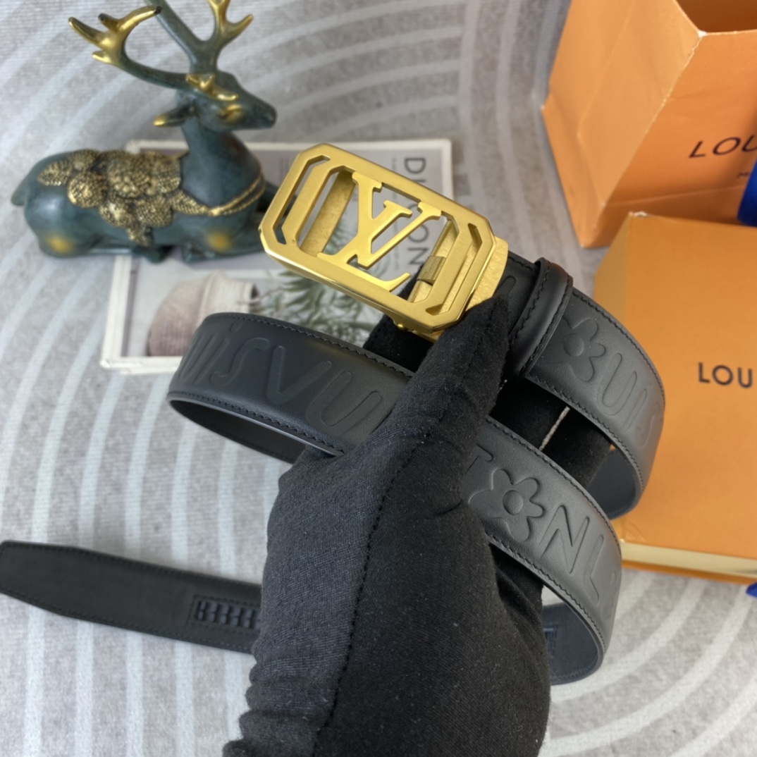 Louis Vuitton LV 特种皮腰带自动带系列 ， 五金精品不锈钢扣，手感柔软舒适 宽3.5CM
