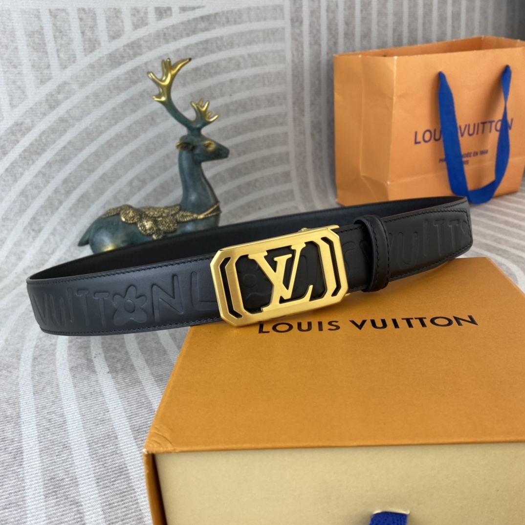 Louis Vuitton LV 特种皮腰带自动带系列 ， 五金精品不锈钢扣，手感柔软舒适 宽3.5CM