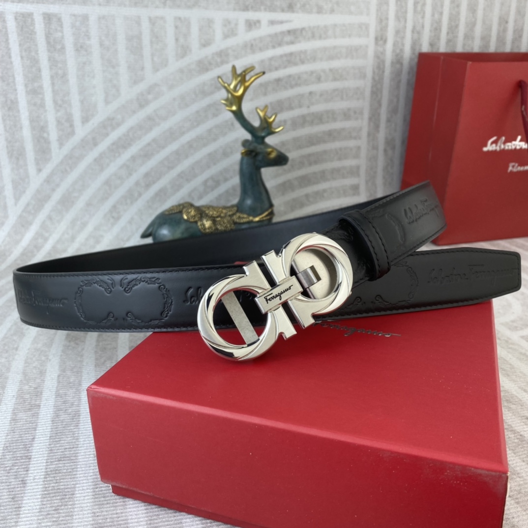 Ferragamo 菲拉格慕 特种皮腰带自动带系列 ， 五金精品不锈钢扣，手感柔软舒适 宽3.5CM