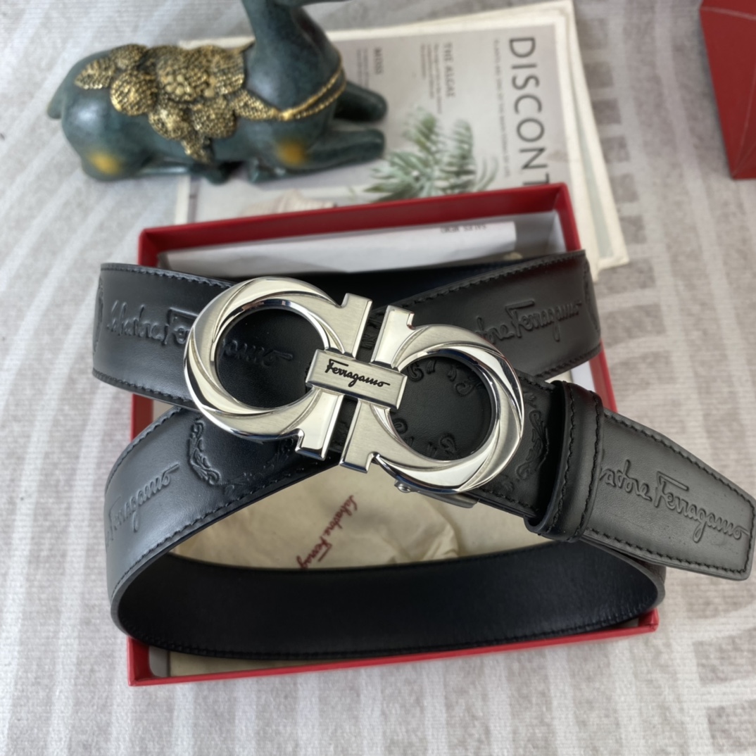 Ferragamo 菲拉格慕 特种皮腰带自动带系列 ， 五金精品不锈钢扣，手感柔软舒适 宽3.5CM