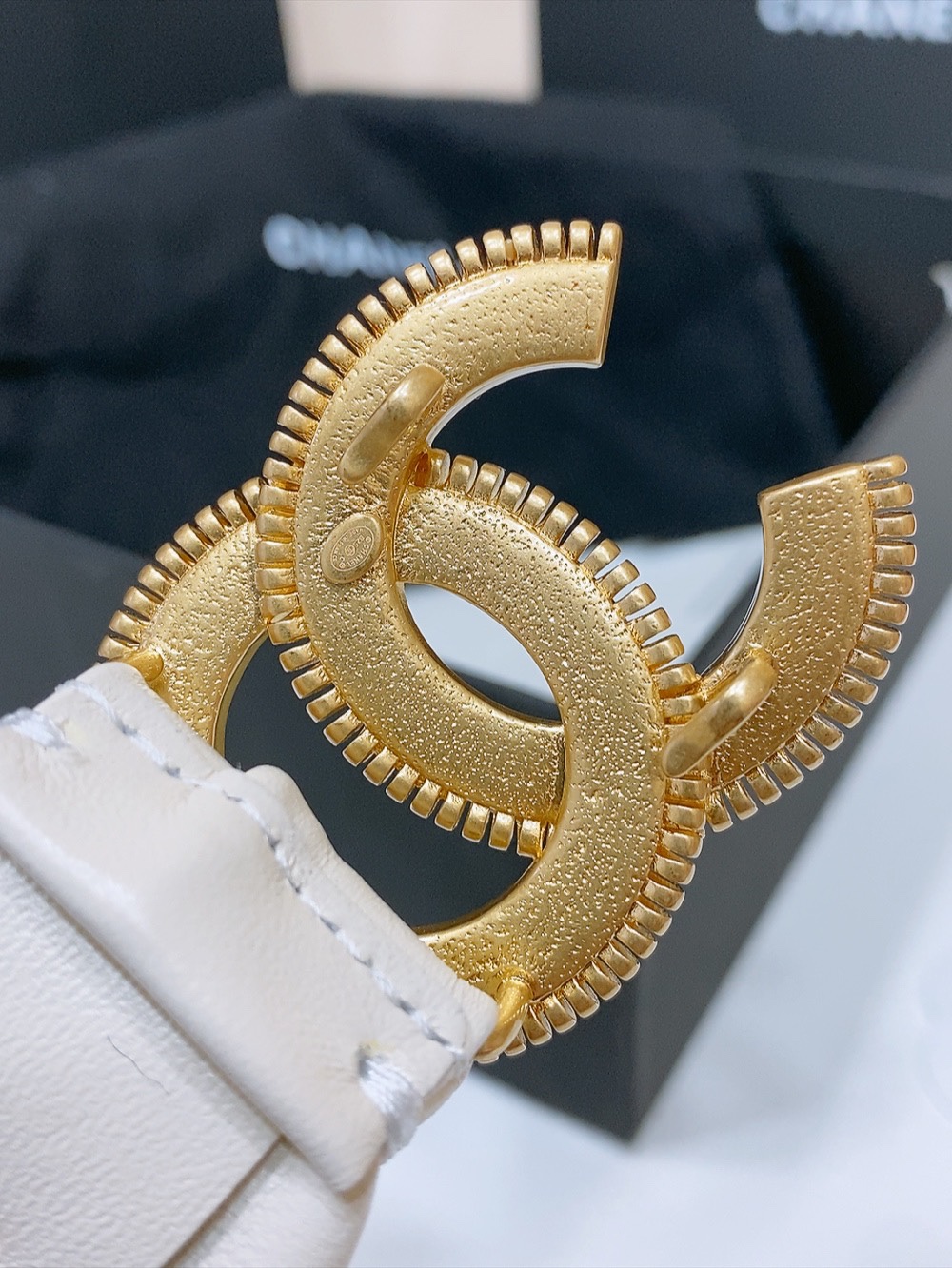 Chanel 代购级 香奈儿 chanel 光面CC黄铜搭扣 羊皮弹力腰带 弹性极好 3
