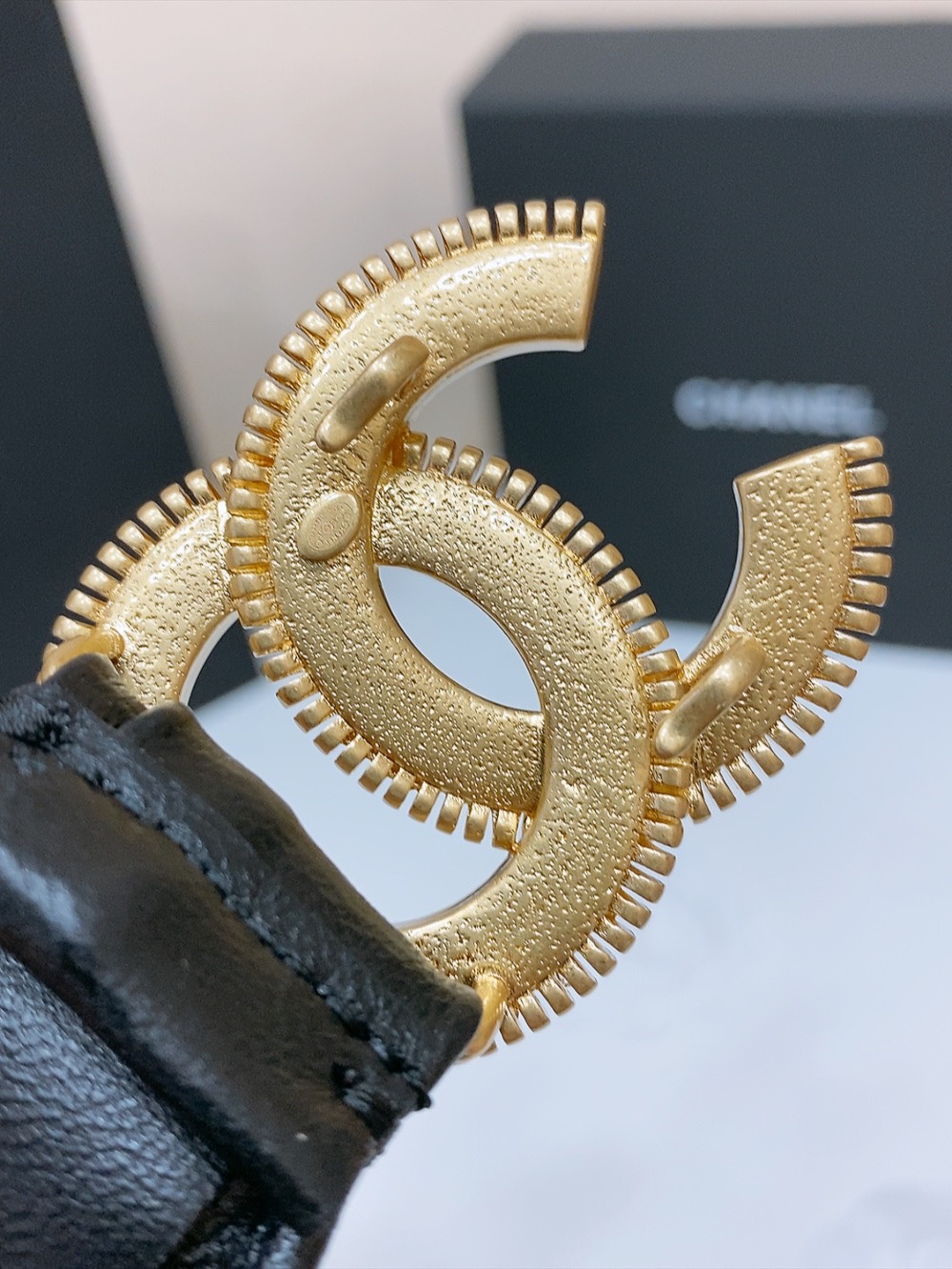 Chanel 代购级 香奈儿 chanel 光面CC黄铜搭扣 羊皮弹力腰带 弹性极好 3