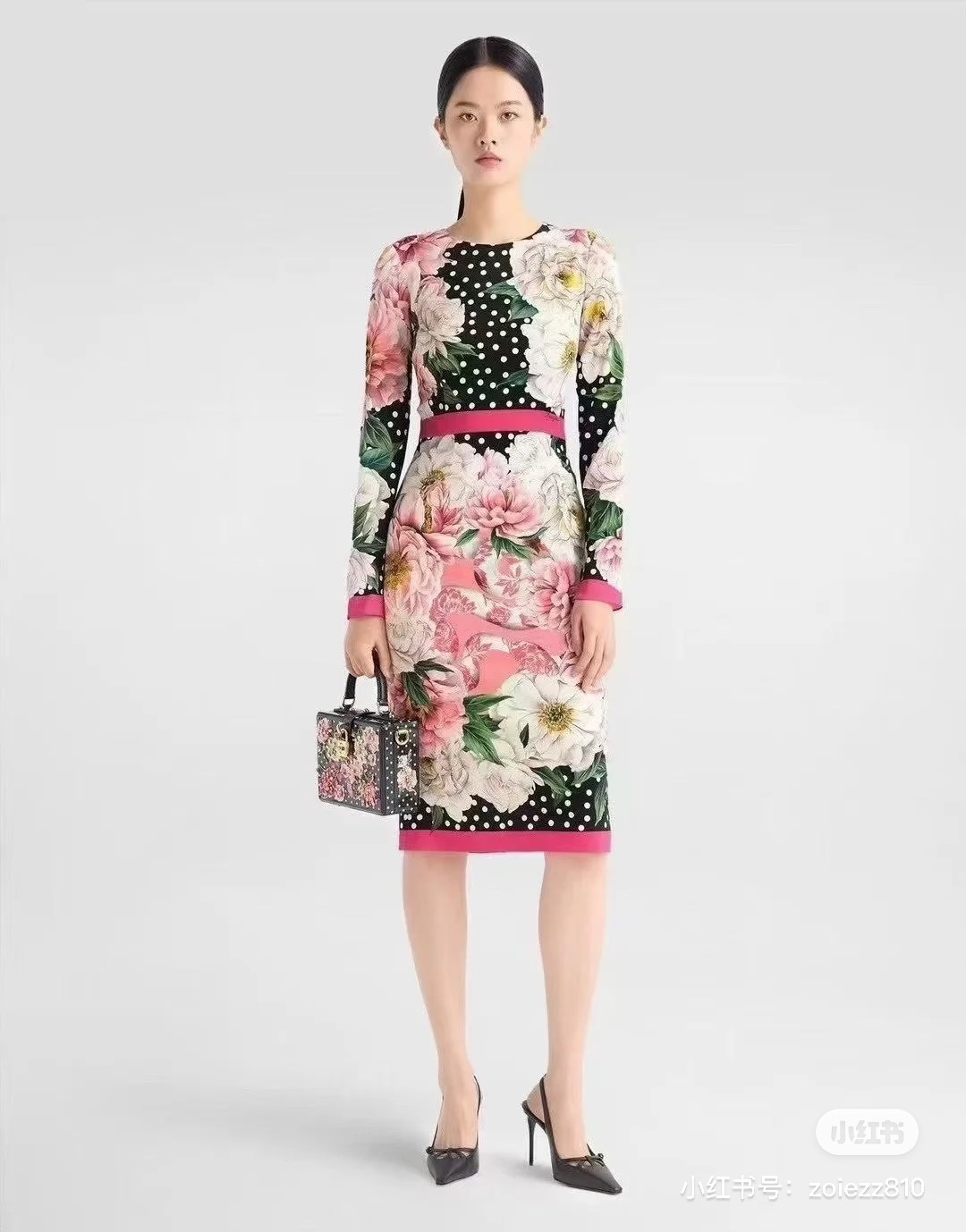 NO:325164,Model number D25031049 Dolce & Gabbana DG* new style contrasting color flower polka dot print slim fit and slim hip long-sleeved dress!  (M size shoulder width 37, bust 86, waist 70, sleeve length 57, skirt length 116) hair, Dolce & Gabbana, skirts, alexander wang19860909款号D25031049 杜嘉班纳DG*新款 撞色花朵波点印花修身显瘦包臀长袖连衣裙！（M码肩宽37,胸围86,腰围70,袖长57,裙长116）发,,Dolce&Gabbana,skirts,alexander wang,Women's clothing