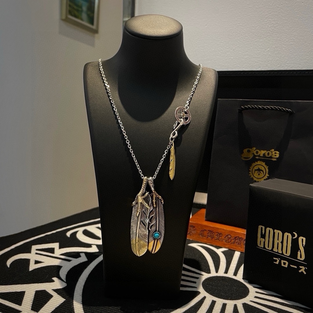 NO:106955,[New Products are on the Shelves] Goro Takahashi Goro Retro Double Feather Pendant Takahashi Classic Necklace Top Version Definitely Exclusive Shot Mainly Focus on the High-end Market and Absolutely Different from the Ordinary Version!  The details of the picture product are consistent with ZP!  Original production process, precision quality, purely handmade, authentic model opening, fashion essentials, both men and women can wear, same couple style, rock punk silver style, retro elements, trendy and versatile, same style on the official website, fine jewelry, necklace19860909【新品上架】Goro’s高桥吾郎 复古双羽毛吊坠 高桥经典项链 顶级版本 认准独家拍摄 主攻高端市场 绝对区别普通版本！图片产品细节与ZP一致！原版制作工艺 精工品质 纯手工打造 ～正品开模潮流时尚必备 男女均可佩戴 情侣款同款 摇滚朋克泰银风格 复古元素 潮流百搭 官网同款,饰品精品,necklace,Jewelry