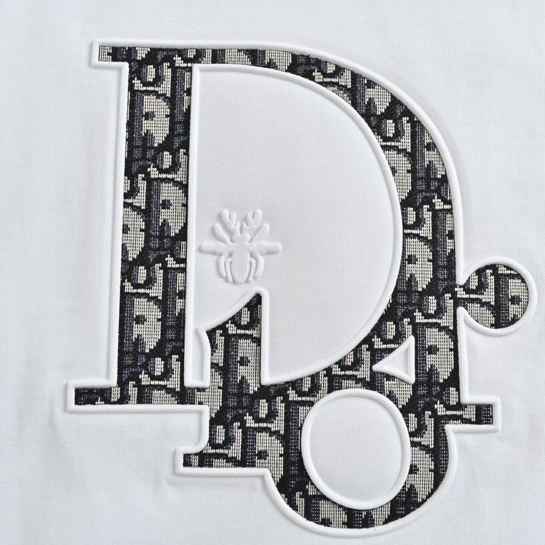 迪奥/Dior 夏季新款 老花字母贴布圆领短袖T恤