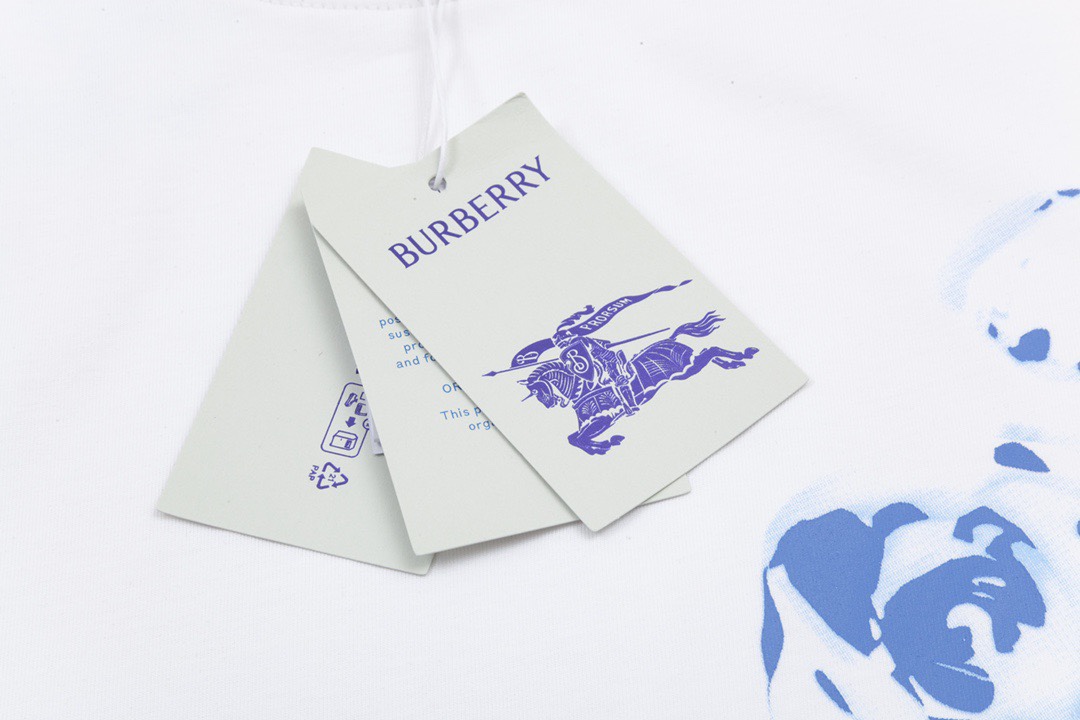 巴宝莉/Burberry 夏季新款 英伦蓝玫瑰印花圆领短袖T恤