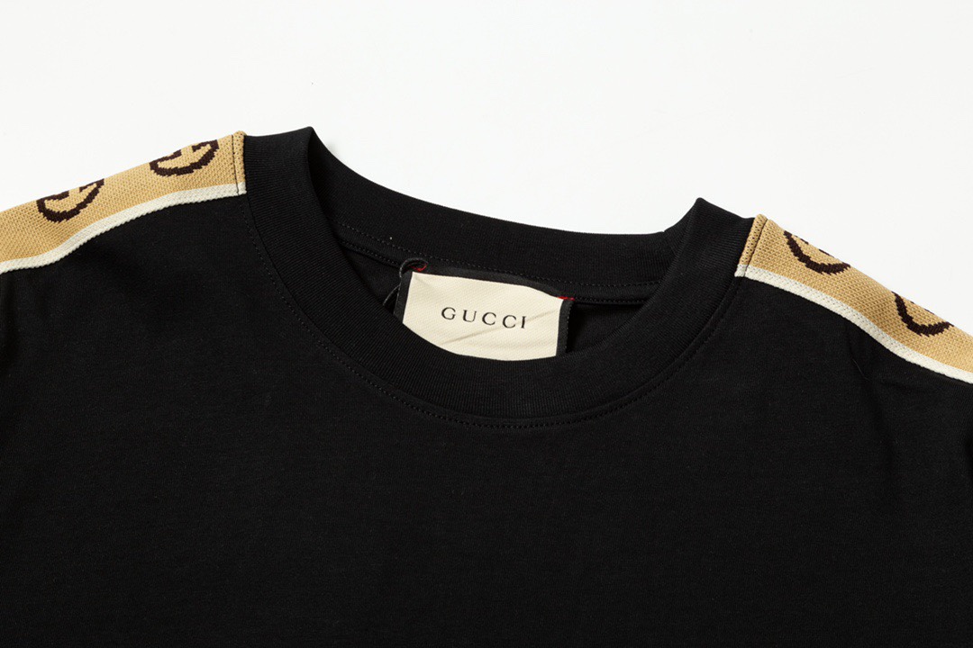 古驰/Gucci 夏季新款 两侧双G织带圆领短袖