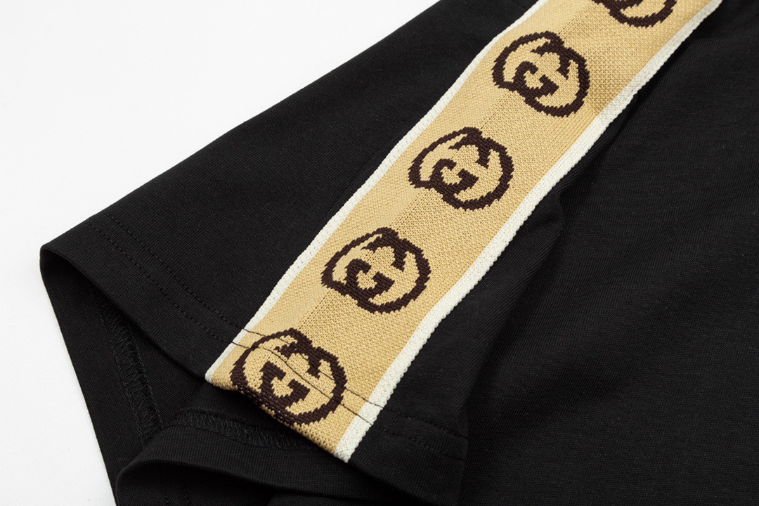 古驰/Gucci 夏季新款 两侧双G织带圆领短袖