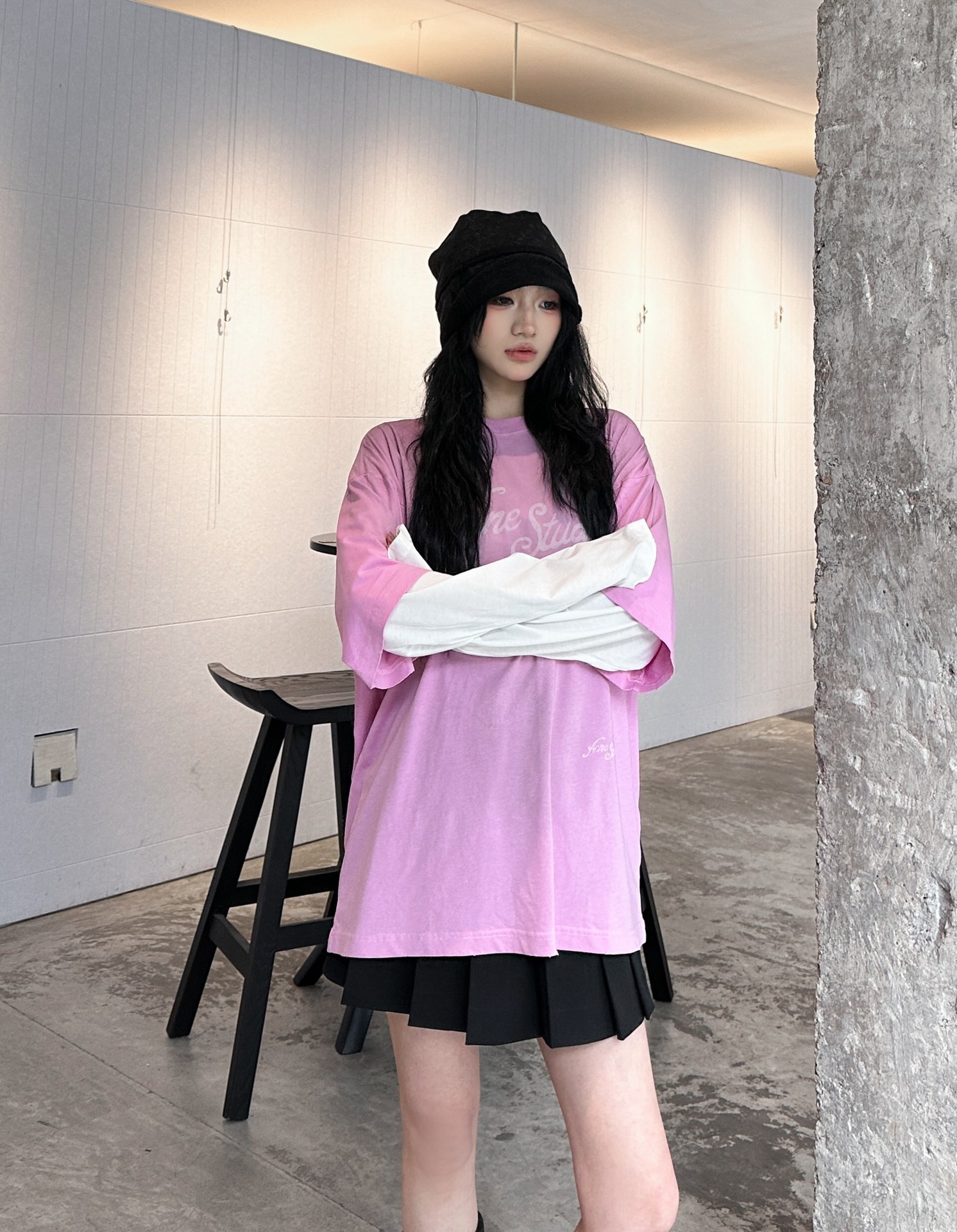  🆕ACNE｜新款t恤，磨毛棉面料柔软舒适轻薄修身，撞色假两件设计感十足，宽松版型男女同款，尺码Sml