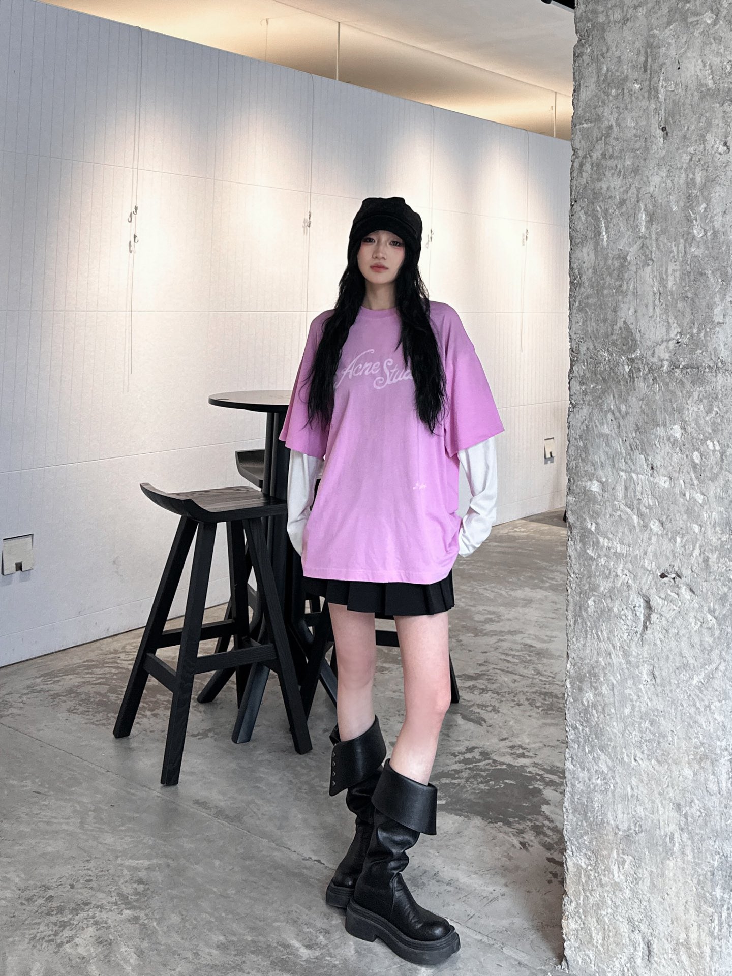  🆕ACNE｜新款t恤，磨毛棉面料柔软舒适轻薄修身，撞色假两件设计感十足，宽松版型男女同款，尺码Sml