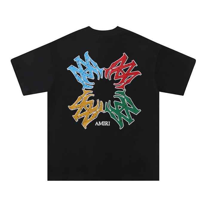 Amiri 2025 Spring/Summer Logo Crewneck T-Shirt, Unisex Relaxed Fit Streetwear