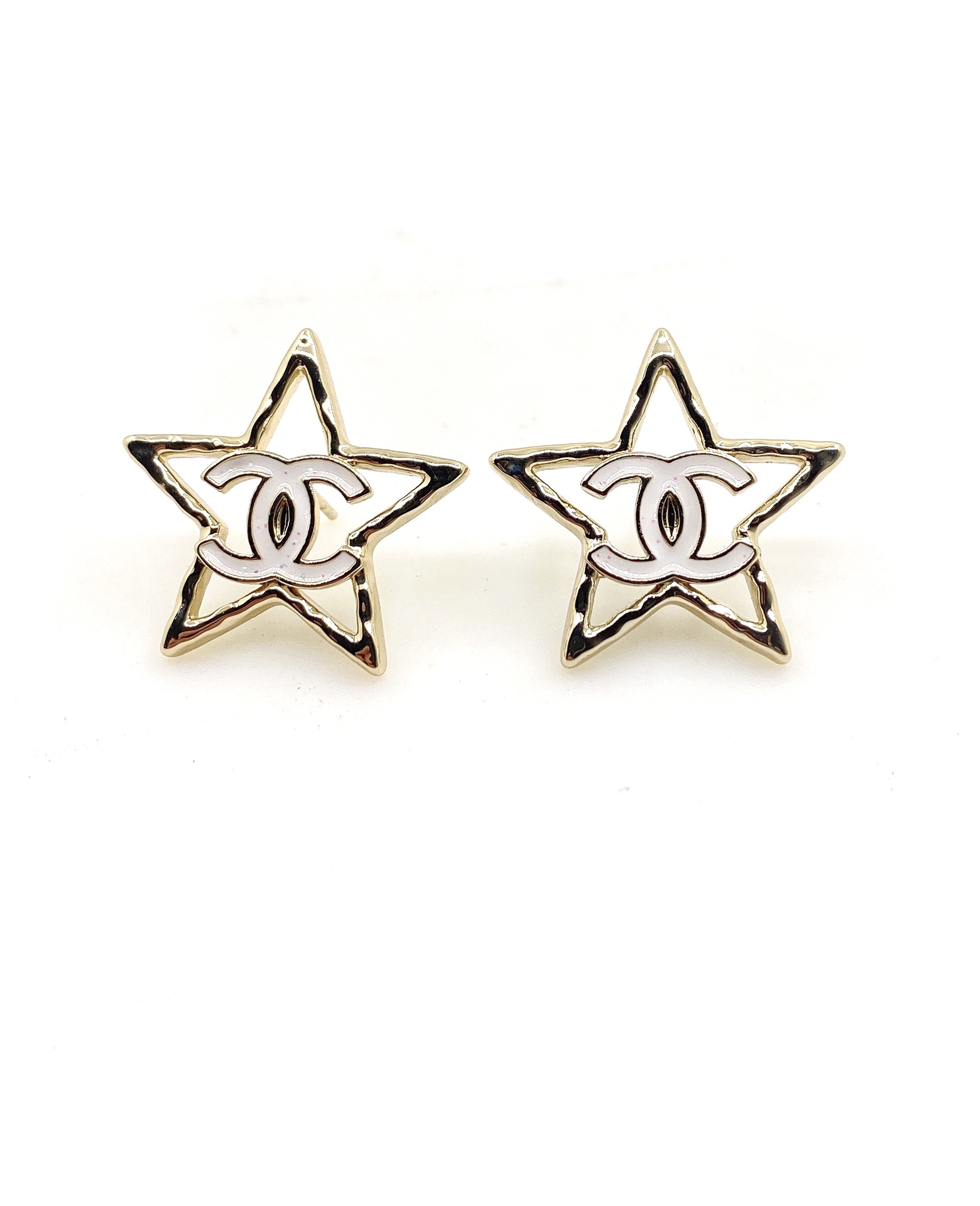 NO:107397,ch*nel latest hollow five-pointed star earrings] consistent ZP brass material, fine jewelry19860909ch*nel 最新款镂空五角星耳钉】一致ZP黄铜材质,饰品精品,Jewelry
