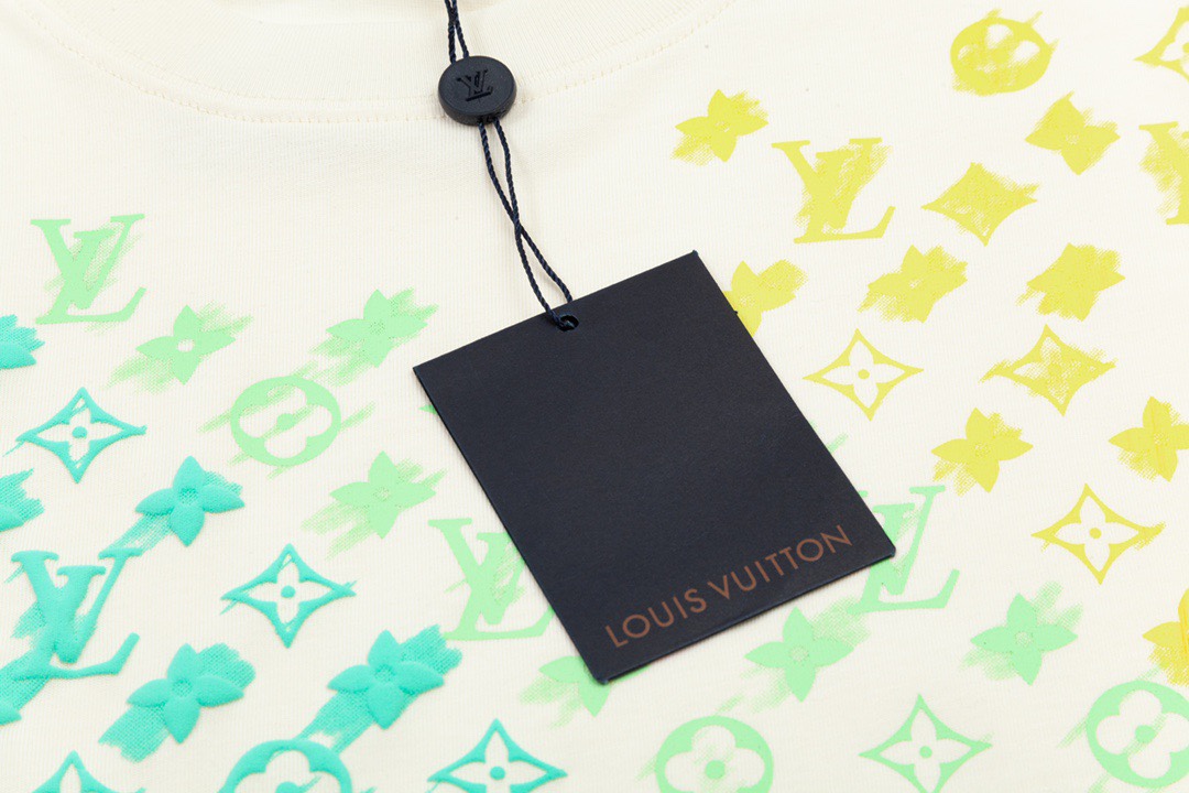 路易威登/Louis Vuitton 夏季新款 炫彩渐变老花字母印花圆领短袖T恤