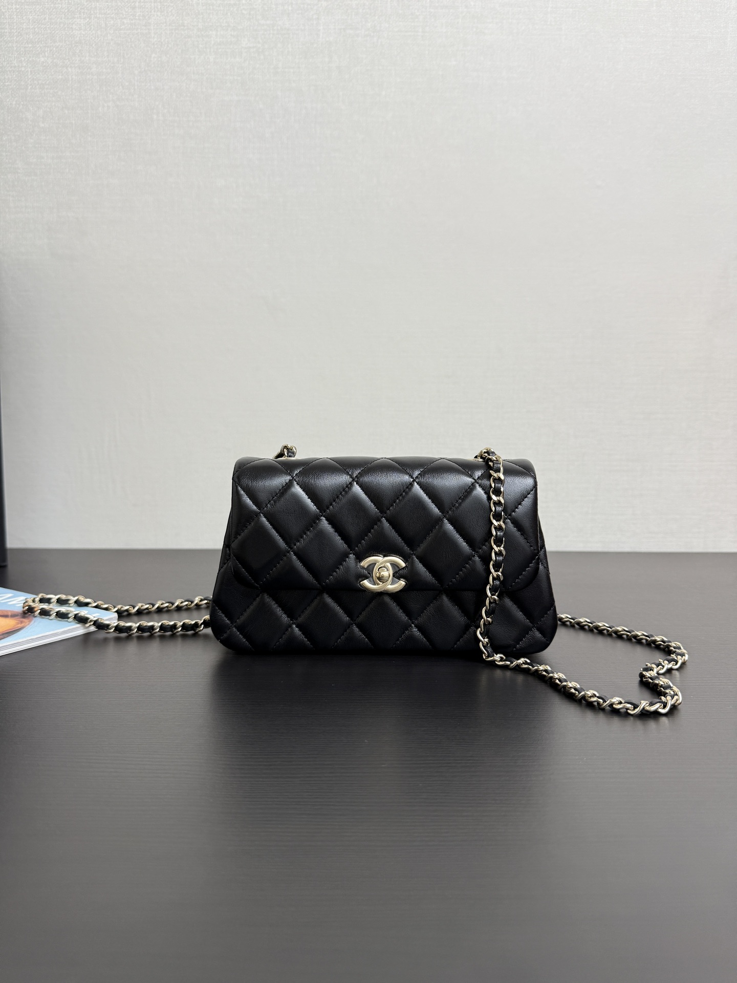 Chanel Classic Flap Bag,Black Quilted Leather with Silver Chain, Elegant Design
