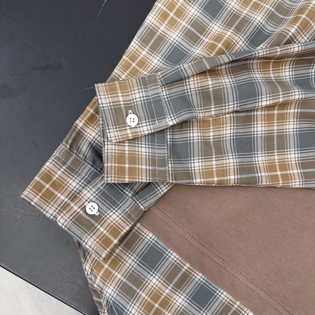  🆕ACNE｜新款长袖，磨毛棉面料，拼接定制格纹衬衫，假两件设计感十足，宽松版型不挑人，尺码Sml