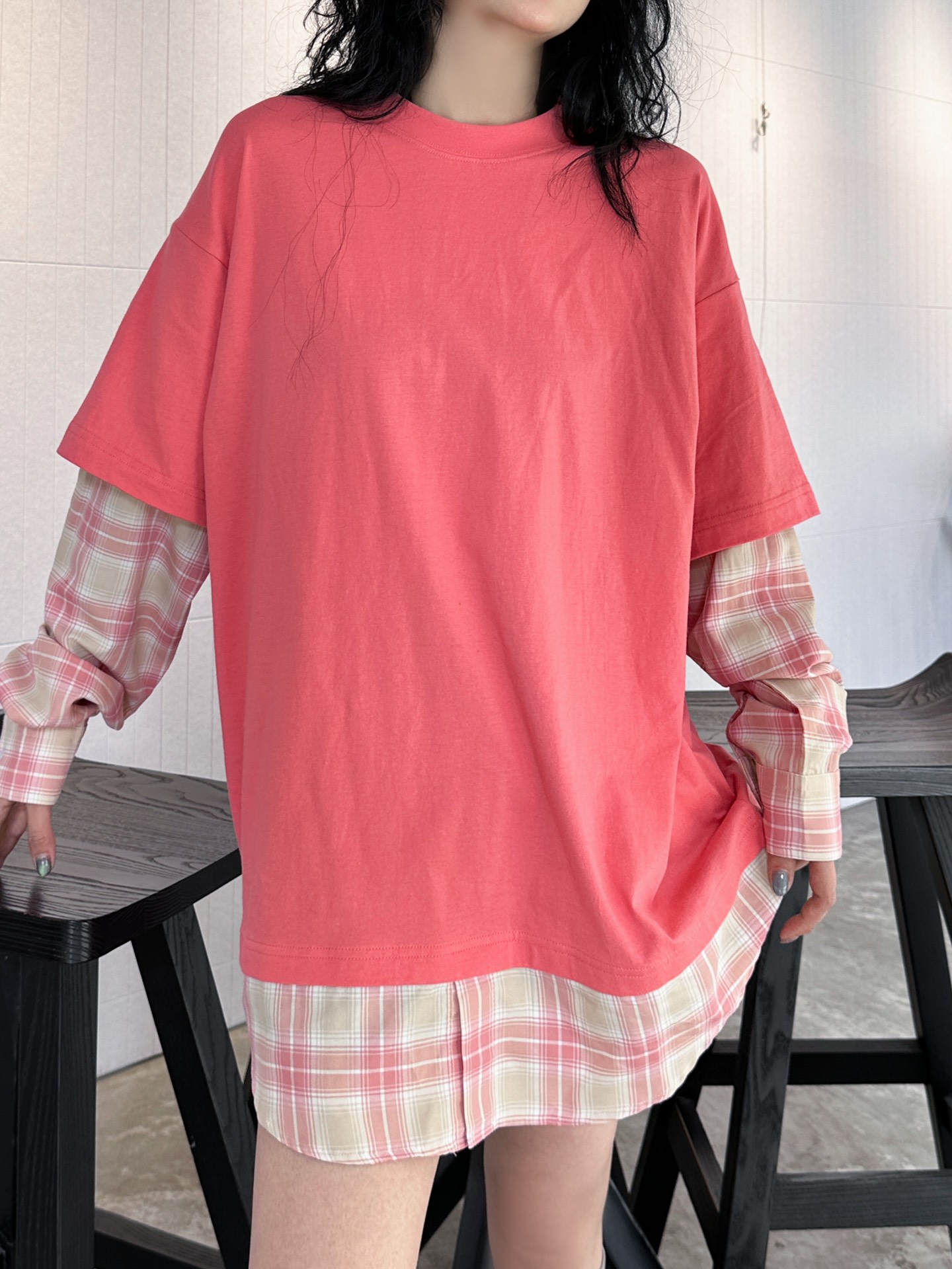  🆕ACNE｜新款长袖，磨毛棉面料，拼接定制格纹衬衫，假两件设计感十足，宽松版型不挑人，尺码Sml