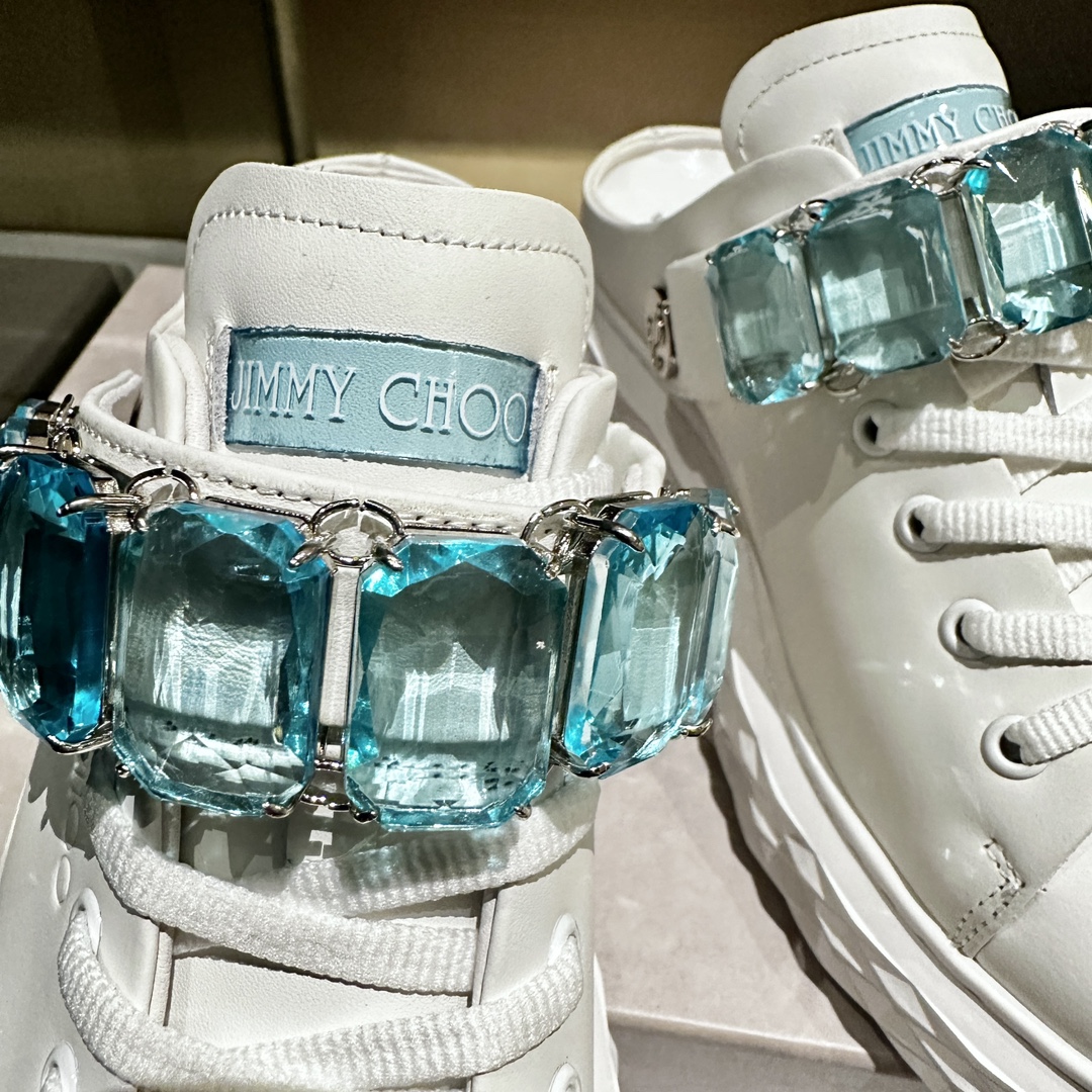 Jimmy Choo Diamond Detail Leather Sneakers/Slides - White, Size 35-40 7 i1741840996 1621 5