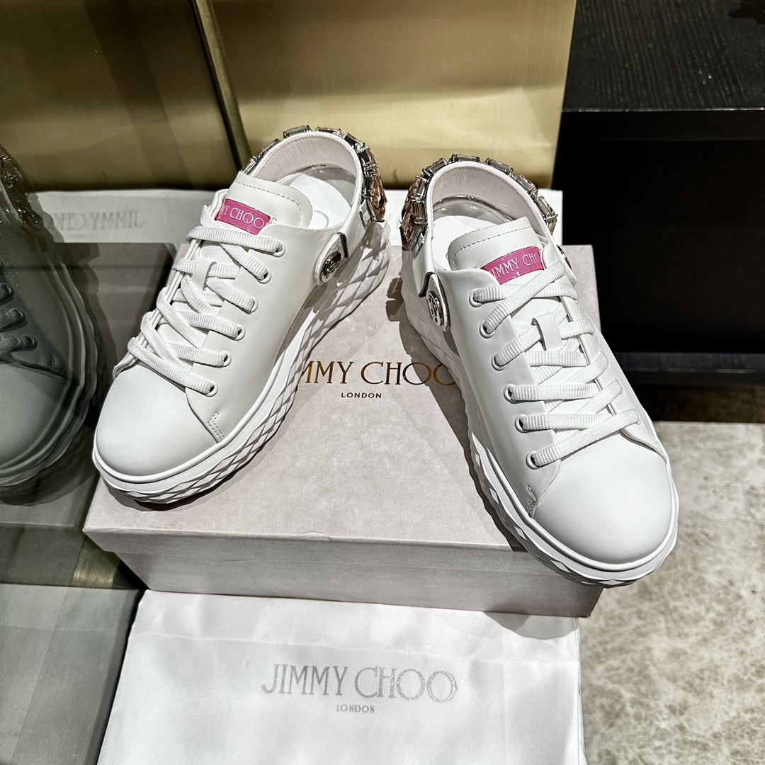 Jimmy Choo Embellished Leather Sneakers - Authentic Designer Style 3 i1741841016 2558 0