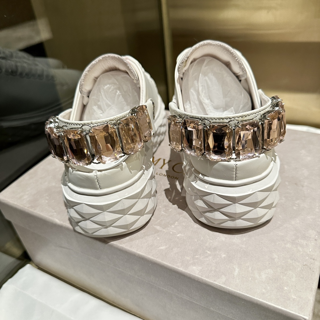 Jimmy Choo Embellished Leather Sneakers - Authentic Designer Style 10 i1741841016 6500 8