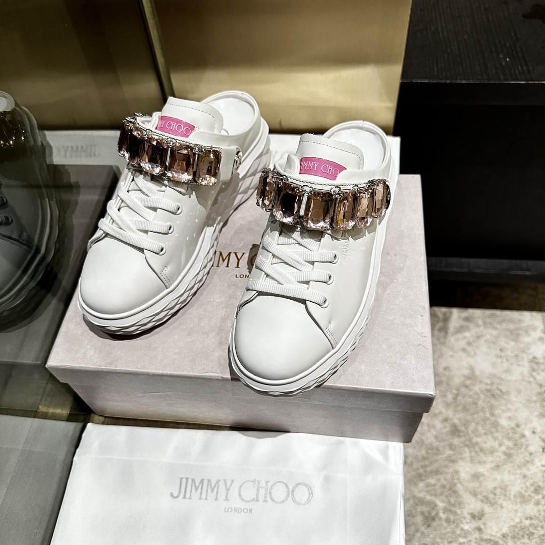 Jimmy Choo Embellished Leather Sneakers - Authentic Designer Style 6 i1741841016 8845 4