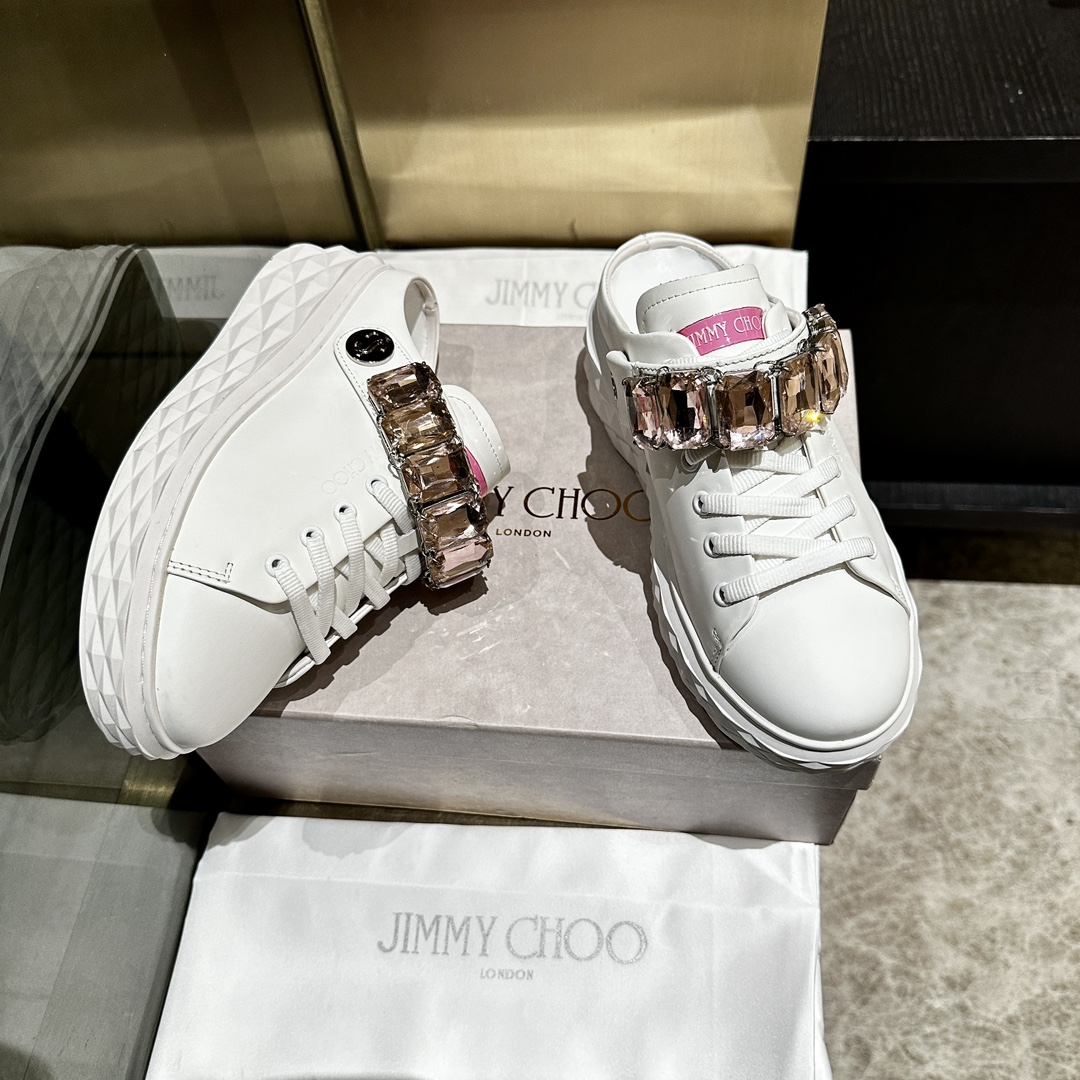 Jimmy Choo Embellished Leather Sneakers - Authentic Designer Style 9 i1741841016 8875 7