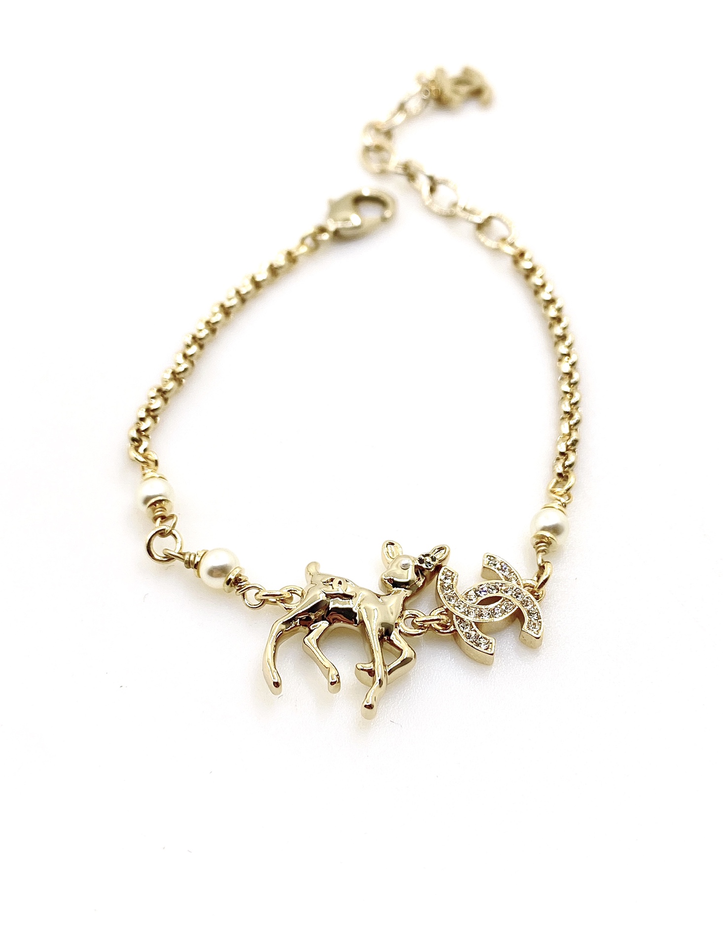 NO:107407,ch*nel latest light gold deer bracelet] consistent ZP brass material, jewelry quality, bracelet19860909ch*nel 最新款浅金小鹿手链】一致ZP黄铜材质,饰品精品,bracelet,Jewelry