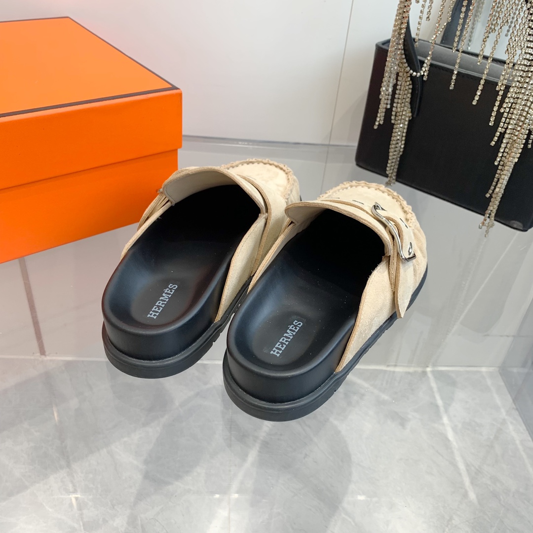 Hermès Teddy Wool H-Shaped Slippers - Trendy, Warm, and Comfortable 9 i1741876993 9313 7