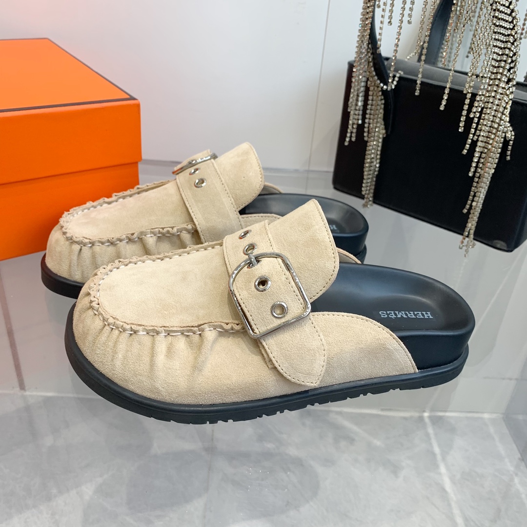 Hermès Teddy Wool H-Shaped Slippers - Trendy, Warm, and Comfortable 4 i1741876993 9512 1