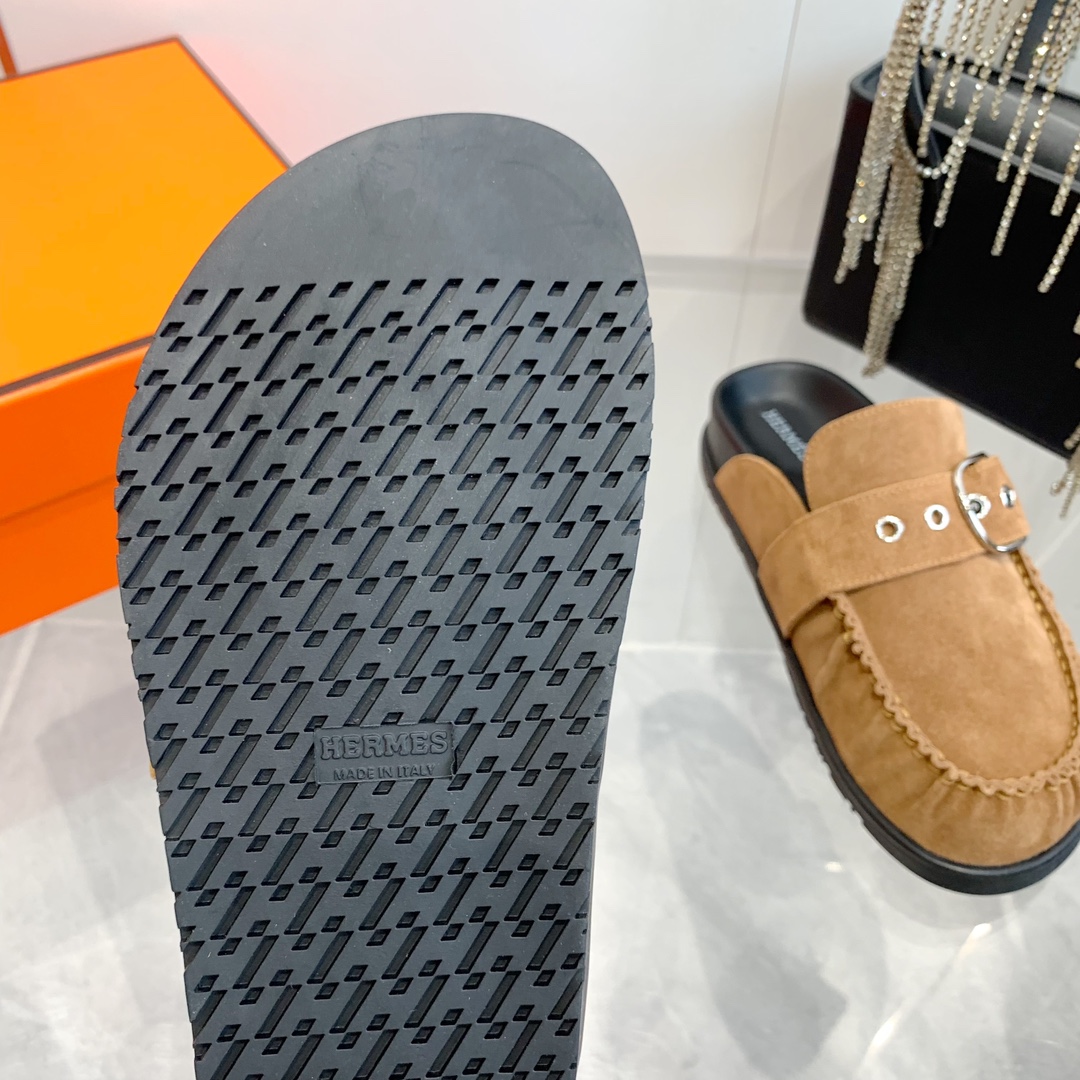 Hermes Suede Buckle Mules, Trendy Teddy Wool H Slippers, Women's Favorites 10 i1741877051 4575 8