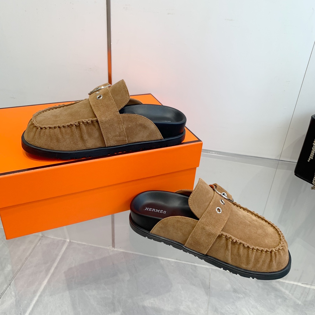 Hermes Suede Buckle Mules, Trendy Teddy Wool H Slippers, Women's Favorites 9 i1741877051 7899 7