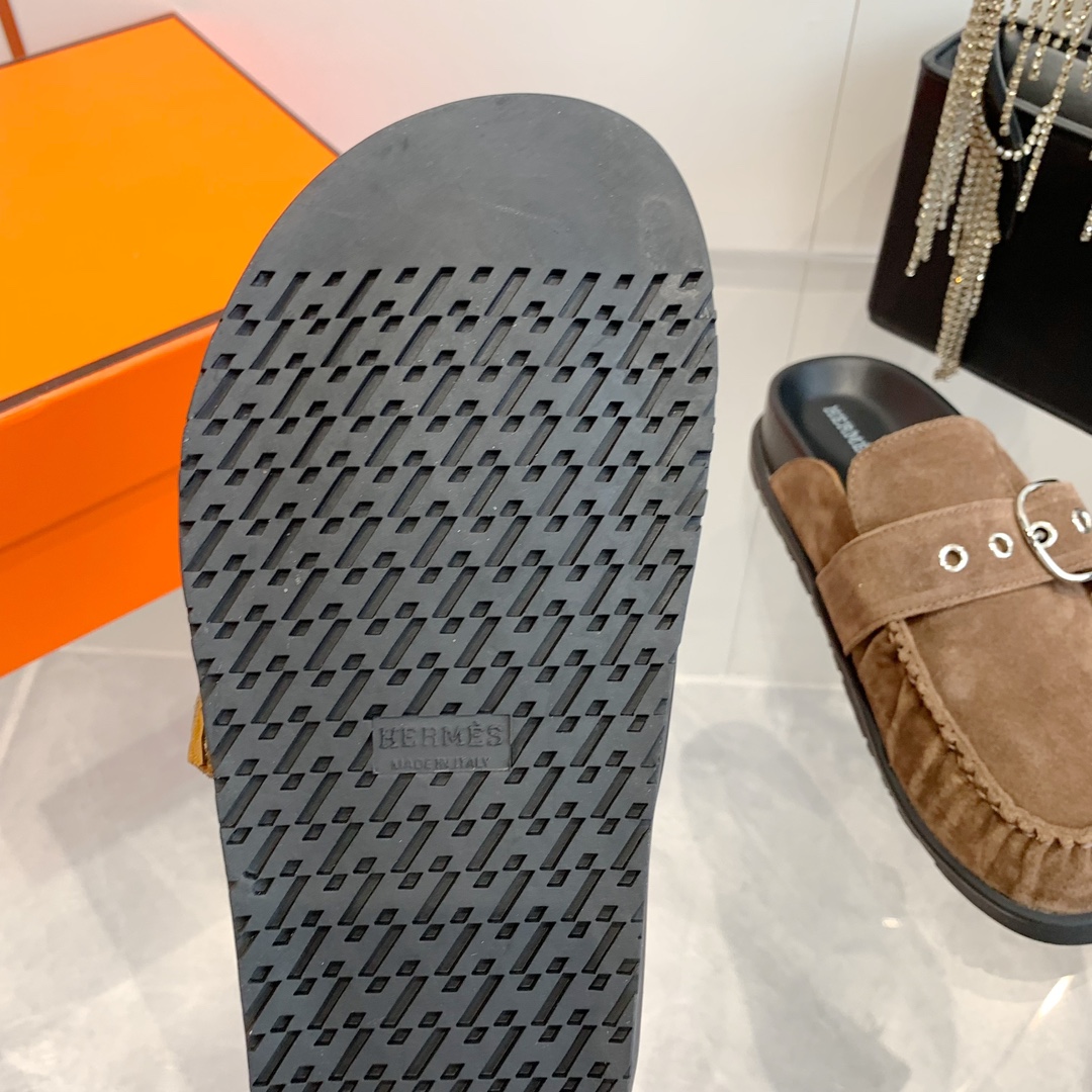 Hermès Suede Buckle Mules - Stylish and Comfortable Women's Slippers 10 i1741877076 1403 8