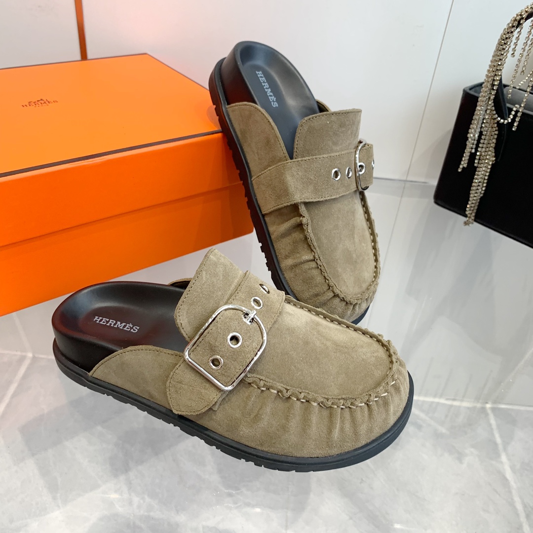 Hermès Teddy Wool H Slippers - Trendy Flat Mules for Women 2 i1741877217 5074 6