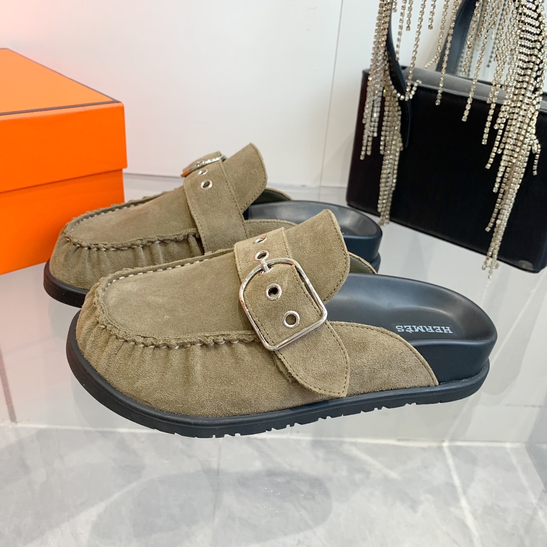 Hermès Teddy Wool H Slippers - Trendy Flat Mules for Women 5 i1741877217 5257 1