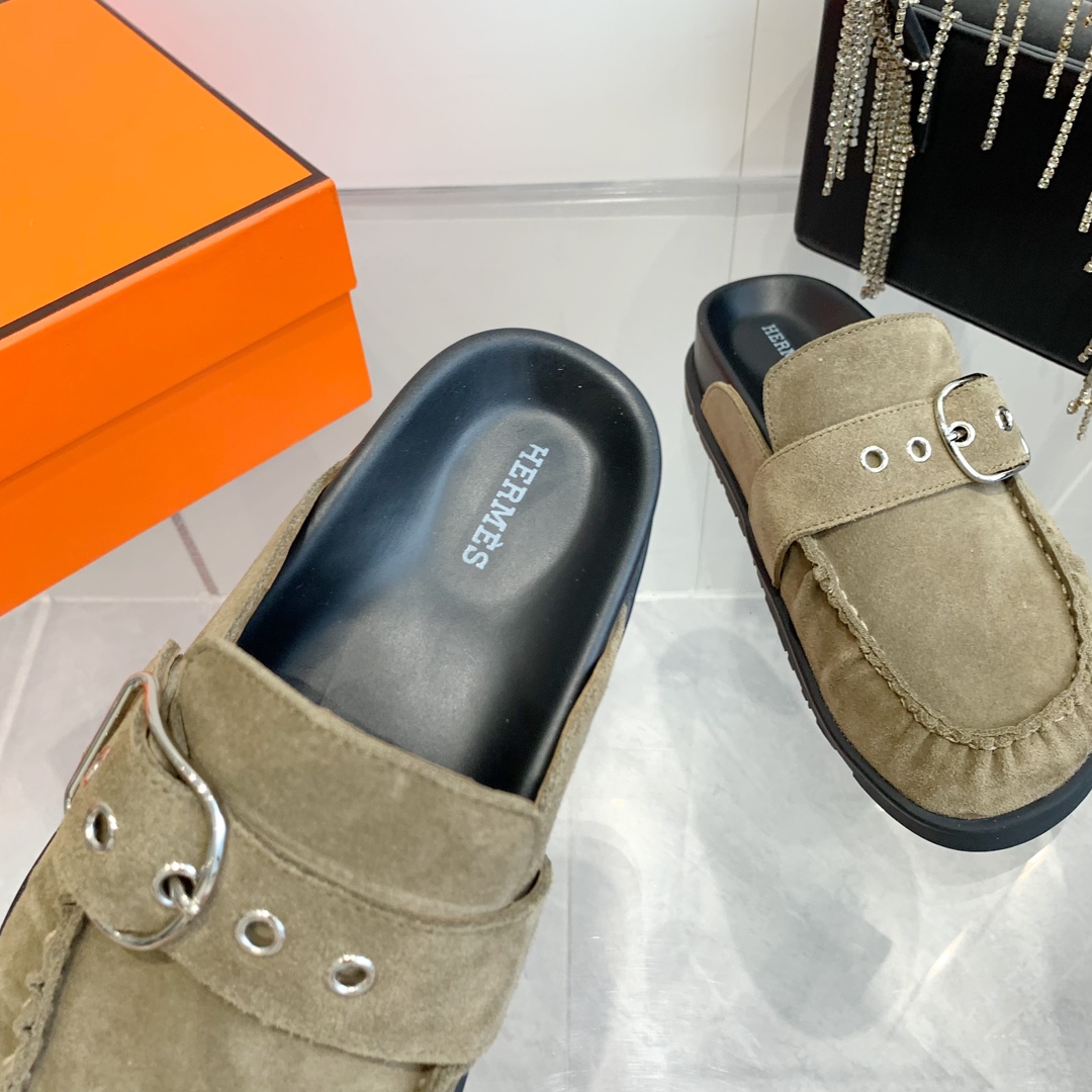 Hermès Teddy Wool H Slippers - Trendy Flat Mules for Women 7 i1741877217 7034 4