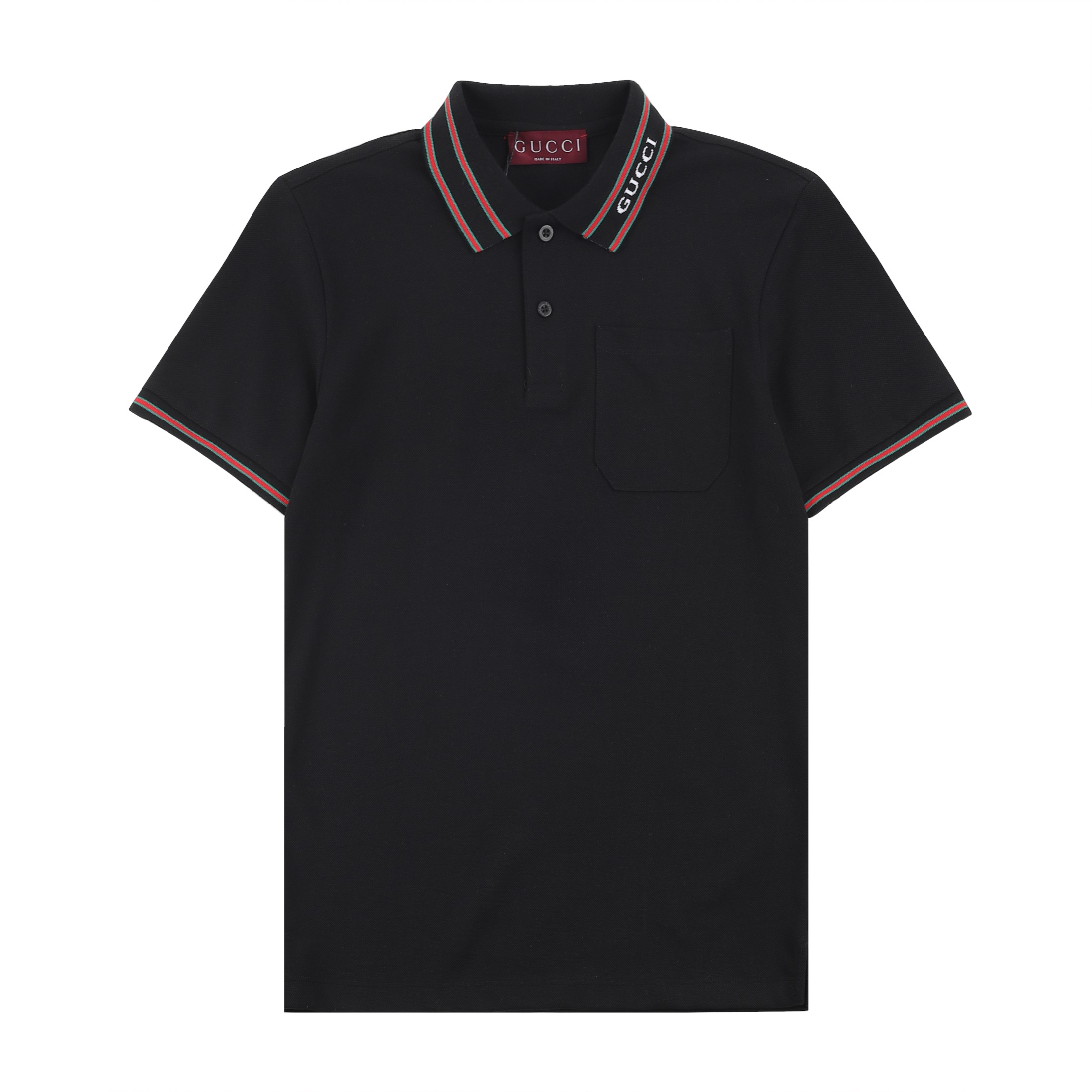 GUCC gu* 2025SS primavera/verano nuevo polo de cuello vuelto, logo 3D bordado en el cuello, mangas con rayas y cinta te…