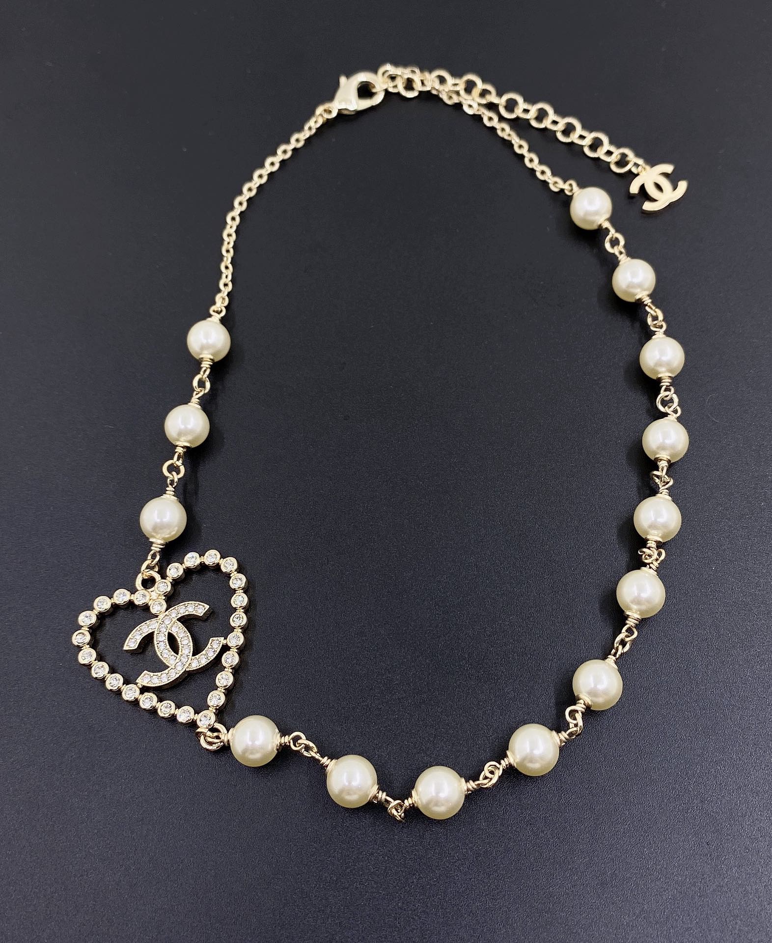 NO:107430,ch*nel latest light gold hollow love necklace] consistent ZP brass material, jewelry quality, necklace19860909ch*nel 最新款浅金镂空爱心项链】一致ZP黄铜材质,饰品精品,necklace,Jewelry