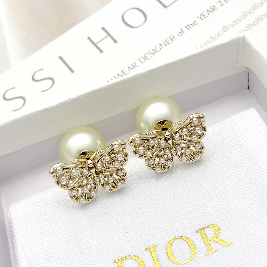 Código E2994 0247825 🛍Pendientes DIOR de gran venta, nuevo lanzamiento🆕🆕🆕 😎Pendientes de mariposa y perla de Dior …