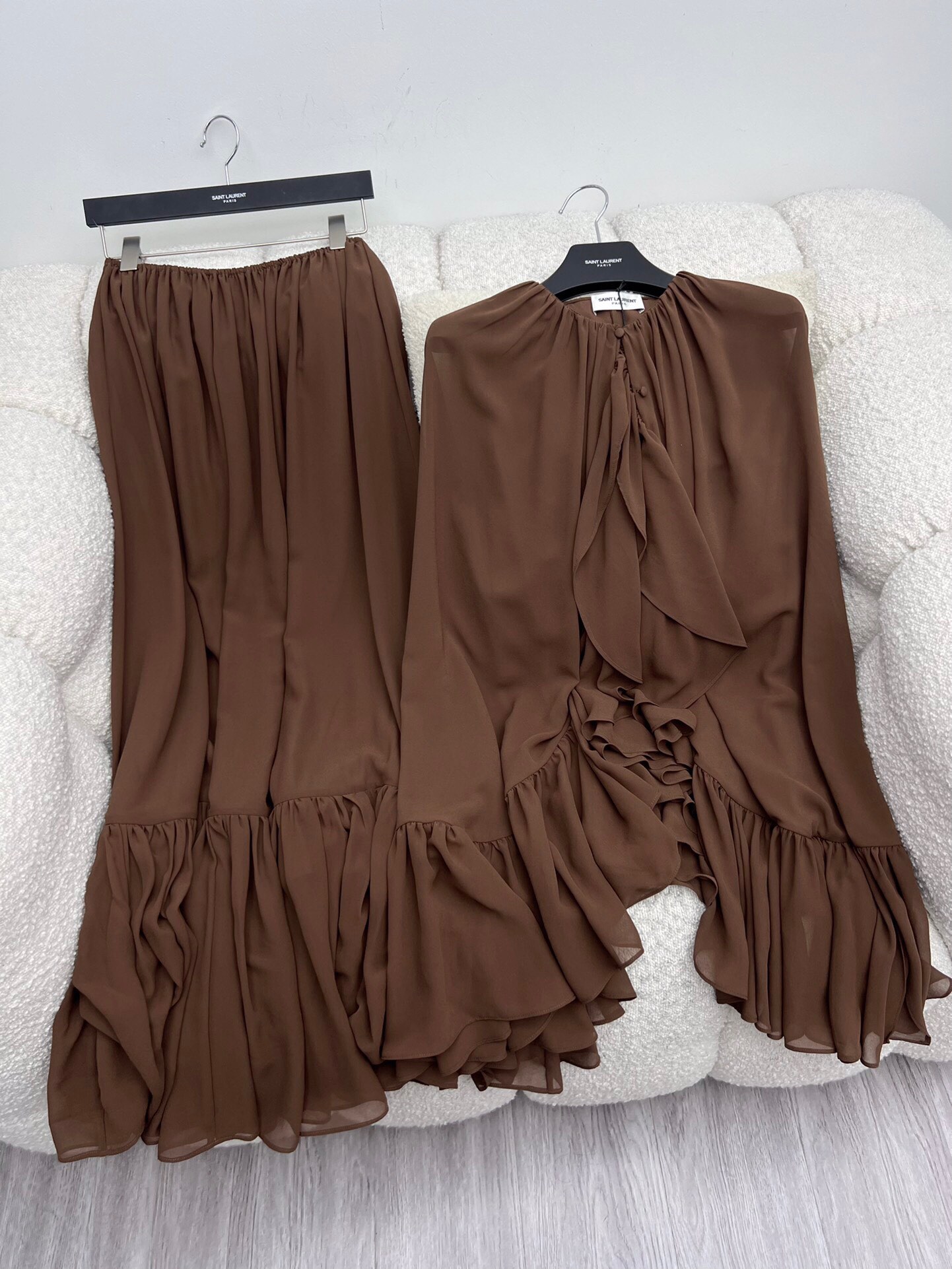 Saint Laurent Silk Dress Set: Elegant One-Size-Fits-All Goddess Outfit