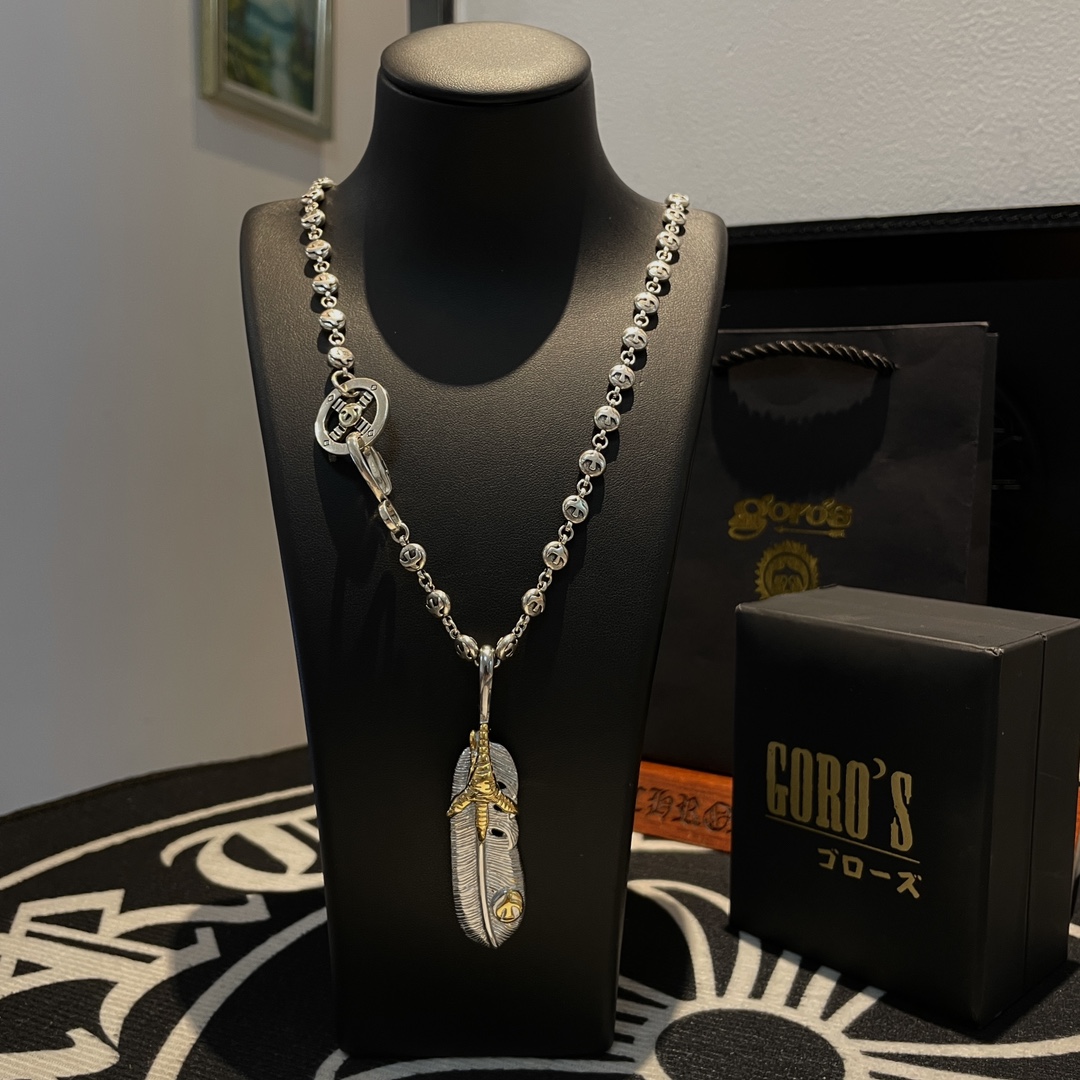 NO:107483,[New Products are on the Shelves] Goro Takahashi Goro's Golden Feather Eagle Claw Necklace, top version, accurate exclusive shooting, focusing on the high-end market, absolutely different from the ordinary version!  The details of the picture product are consistent with ZP!  Original production process, precision quality, purely handmade, authentic model opening, fashion essentials, both men and women can wear, same couple style, rock punk silver style, retro elements, trendy and versatile, same style on the official website, fine jewelry, necklace19860909【新品上架】Goro’s高桥吾郎点金羽毛鹰爪项链,顶级版本 认准独家拍摄 主攻高端市场 绝对区别普通版本！图片产品细节与ZP一致！原版制作工艺 精工品质 纯手工打造 ～正品开模潮流时尚必备 男女均可佩戴 情侣款同款 摇滚朋克泰银风格 复古元素 潮流百搭 官网同款,饰品精品,necklace,Jewelry