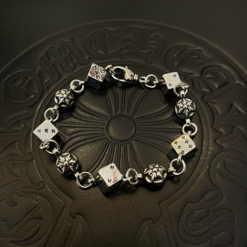 Chrome Hearts Cross Dice Silver Bracelet, Punk Rock Style, Unisex 1 Chrome Hearts Cross Dice Silver Bracelet, Punk Rock Style, Unisex