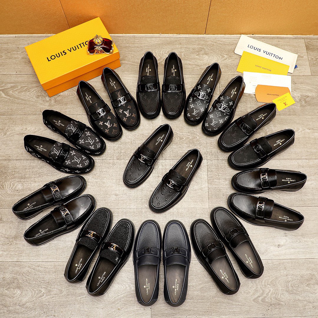 Louis Vuitton Men's Black Leather Loafers With LV Monogram - Size 38-44 6 i1742095129 1396 4