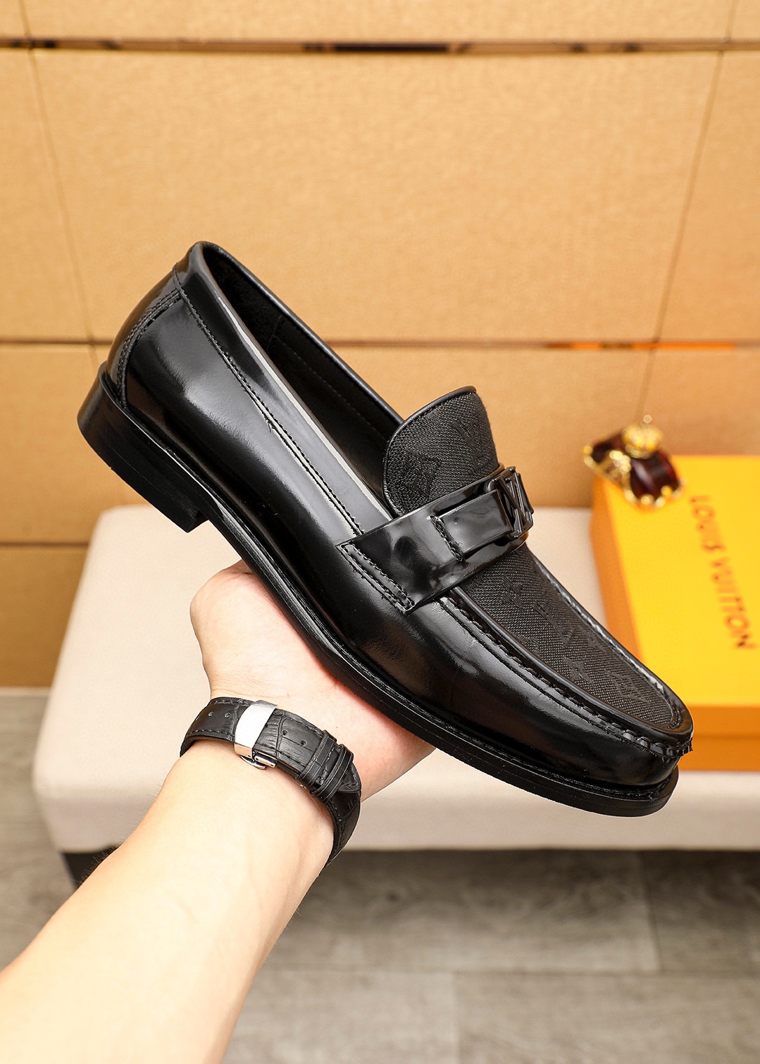 Louis Vuitton Men's Black Leather Loafers With LV Monogram - Size 38-44 7 i1742095129 2792 5