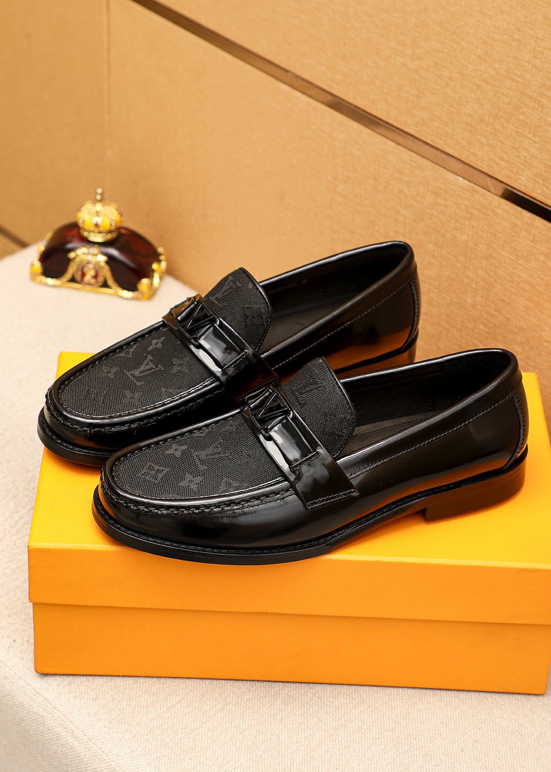 Louis Vuitton Men's Black Leather Loafers With LV Monogram - Size 38-44 4 i1742095129 350 2
