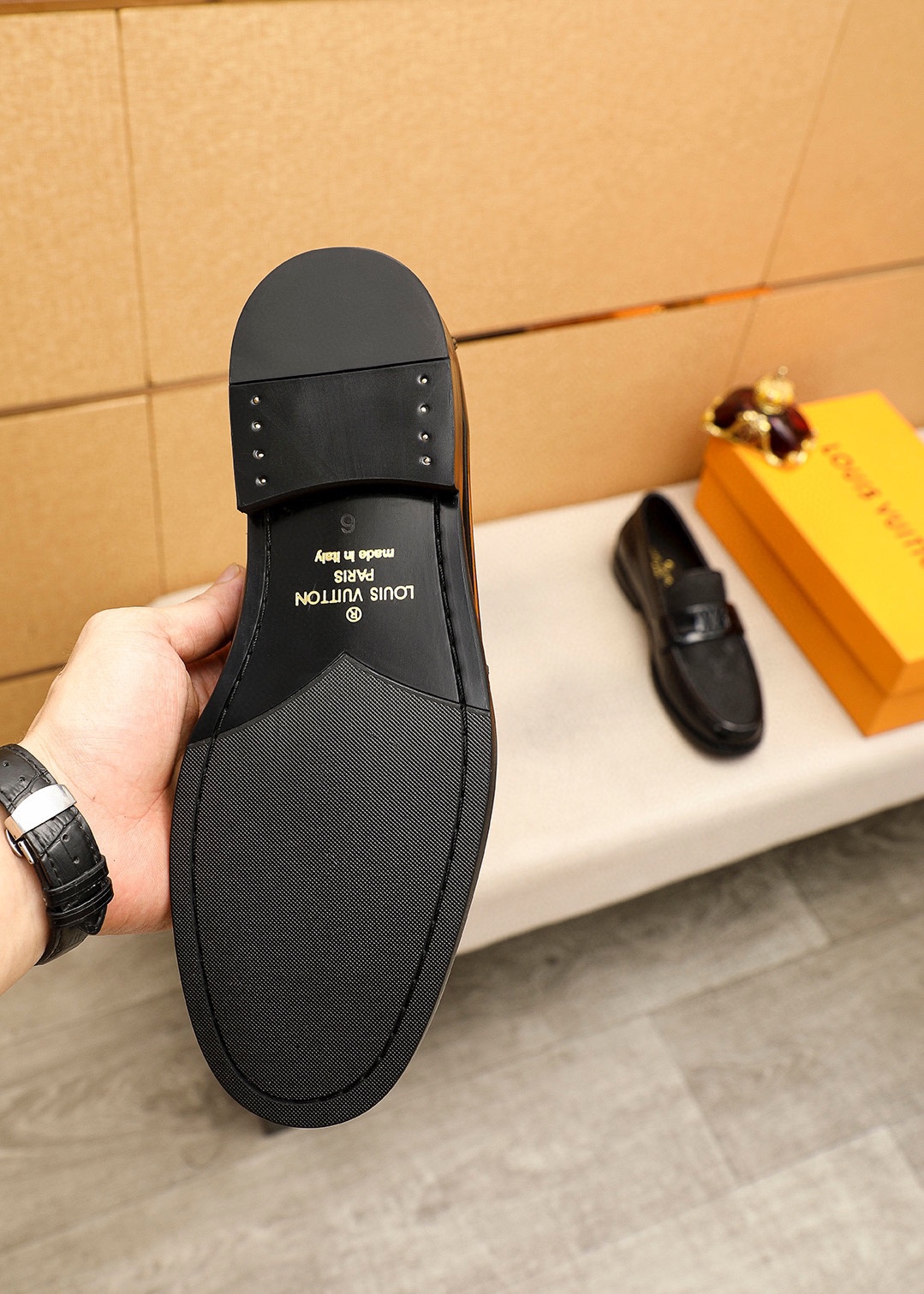 Louis Vuitton Men's Black Leather Loafers With LV Monogram - Size 38-44 10 i1742095129 3518 8