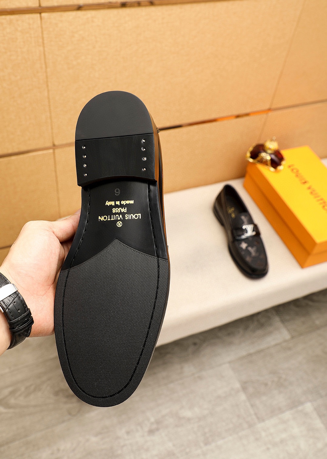 Louis Vuitton Men's Leather Loafers with Iconic Monogram - Black, Sizes 38-44 10 i1742095233 6096 8